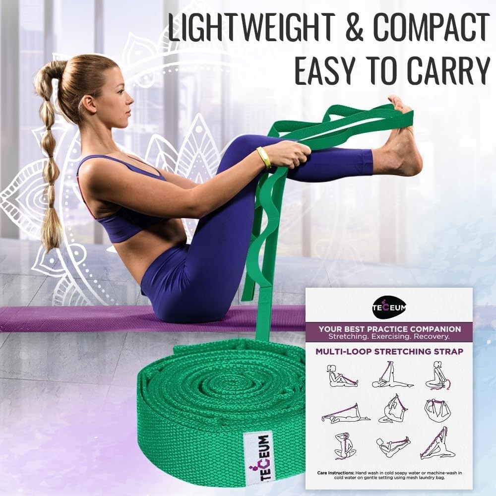 Eco-Friendly 10-Loop Stretching Strap for Therapy & Flexibility