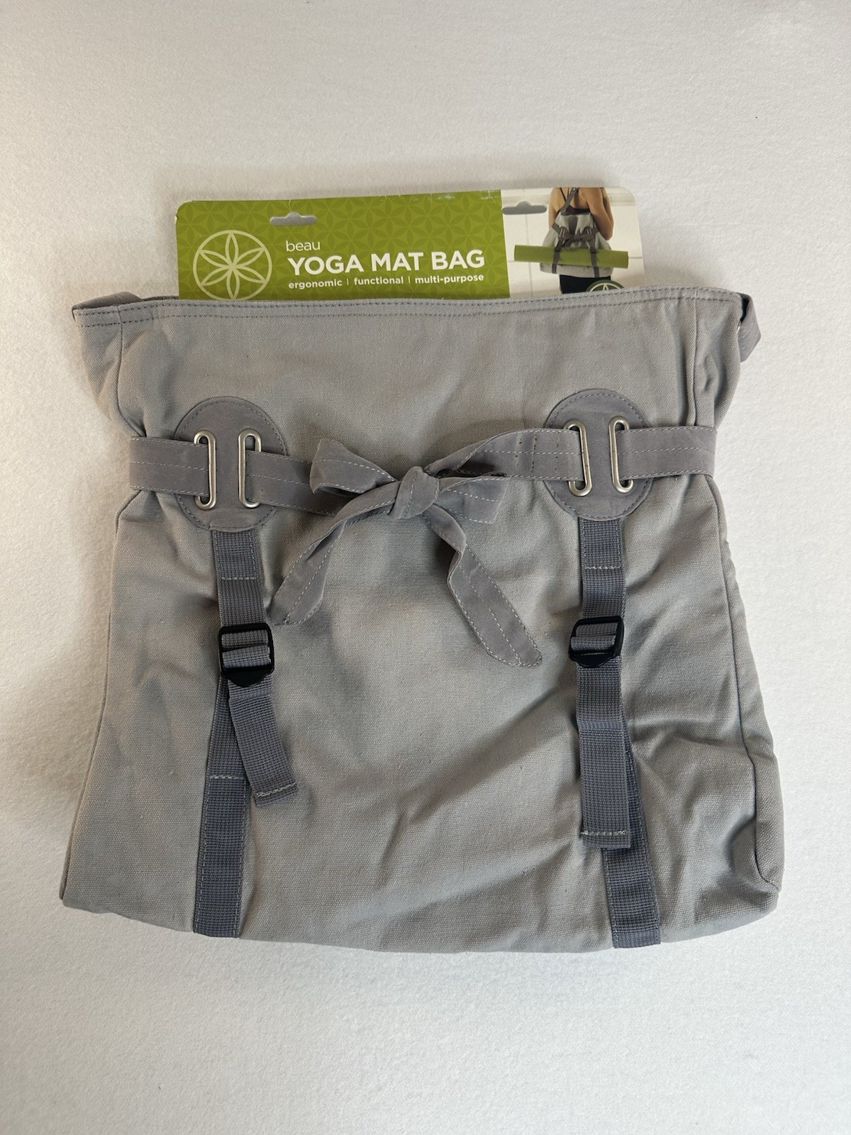 Gaiam Beau Yoga Mat Bag Gray Cotton Adjustable Carrying Strap Multi-purpose