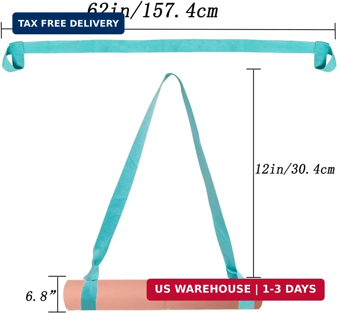 Tenalleys 1Pcs Adjustable Yoga Mat Strap Multi-Purpose Straps Easy-Cinch Yoga Ma