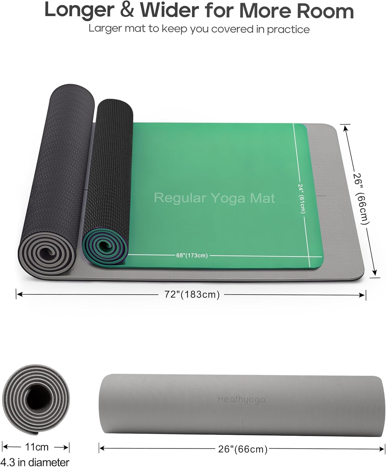 Yoga Mat Non Slip TPE Pilates Exercise Mats for Home Workout Gym Fitness Eco Fri