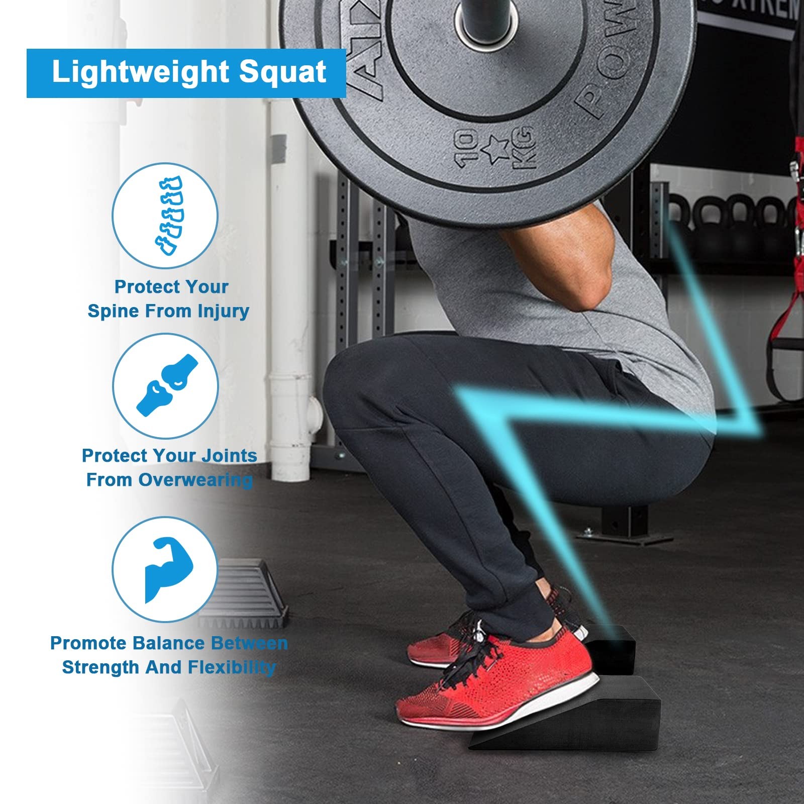 2 Pack Squat Wedge Blocks Non Slip Professional Ramp Heel Elevated Riser