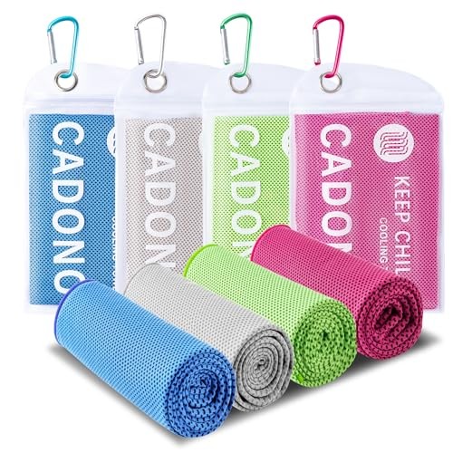 CADONO 4 Pack Cooling Towels – Microfiber Ice Towel for Sports, Gym, Yoga, Trave