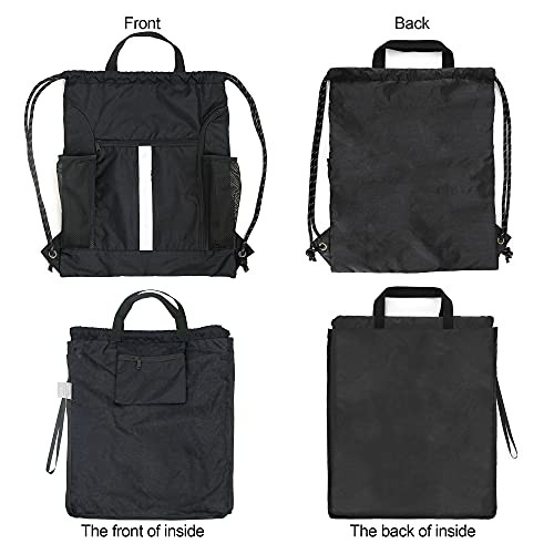 Drawstring Backpack Bag Sports Gym Black Drawstring With Shoe Compartment