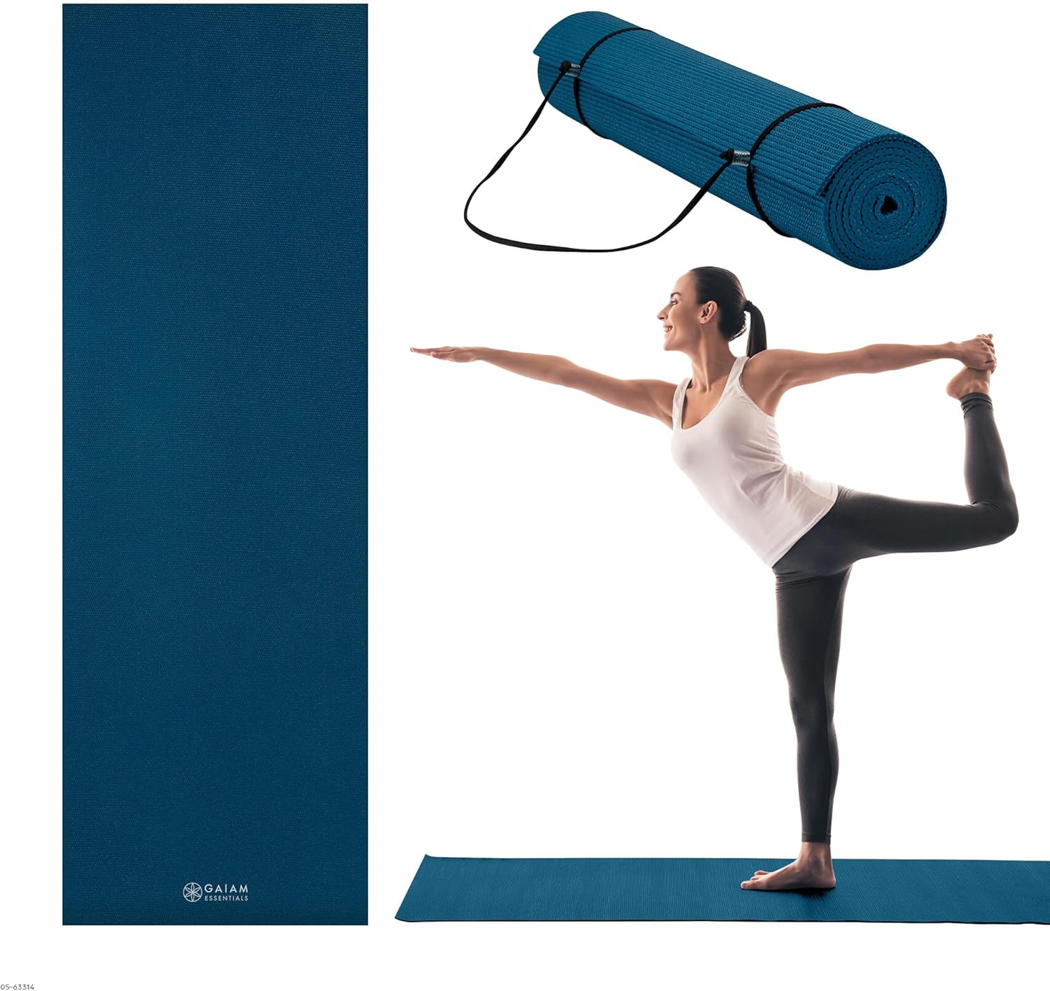 Gaiam Essentials 1/4&Prime; Thin (6Mm) Yoga & Pilates, Fitness & Exercise Mat with Eas
