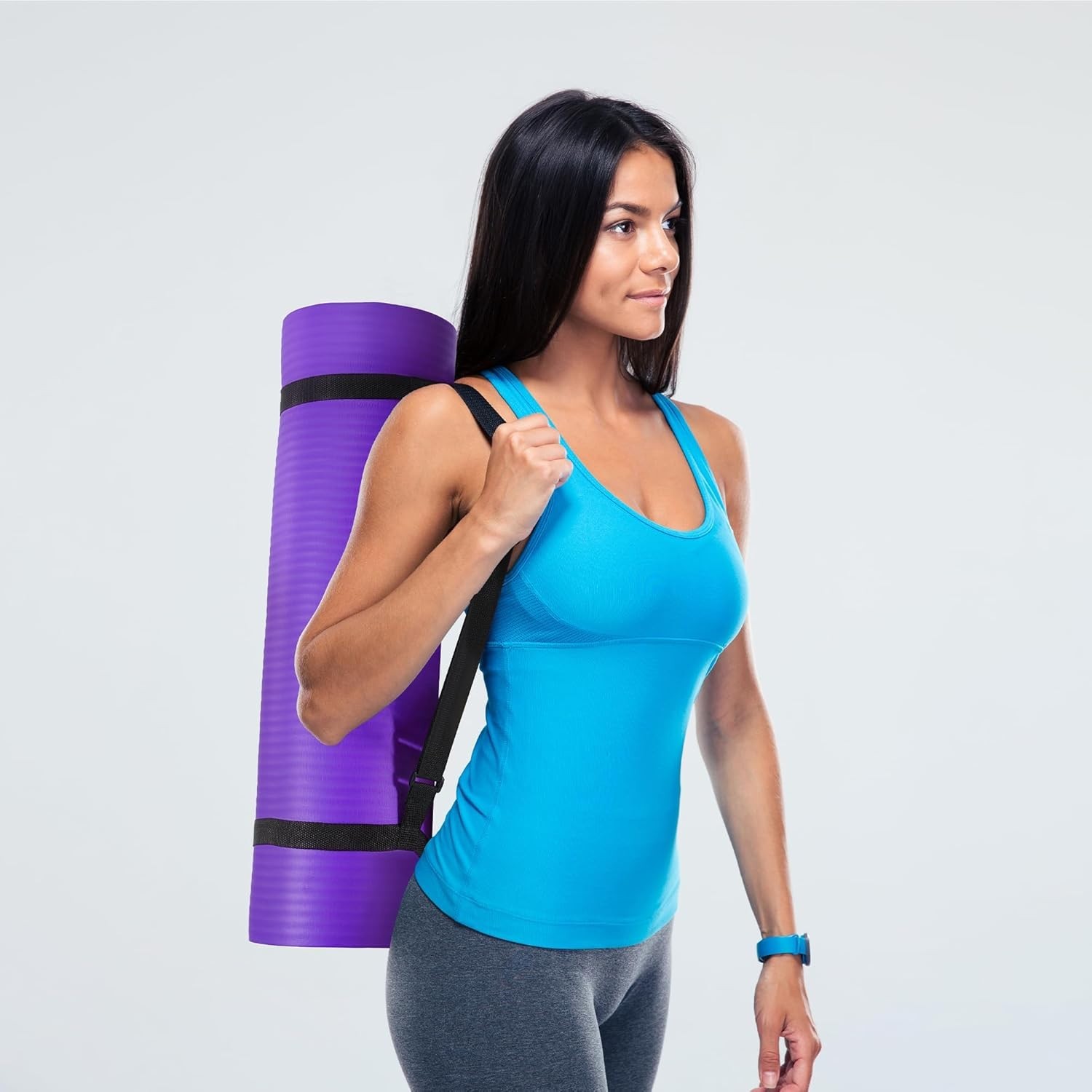 1/2-Inch Extra Thick High Density Non-Slip Yoga Mat with Carrying Strap – 71&Prime;