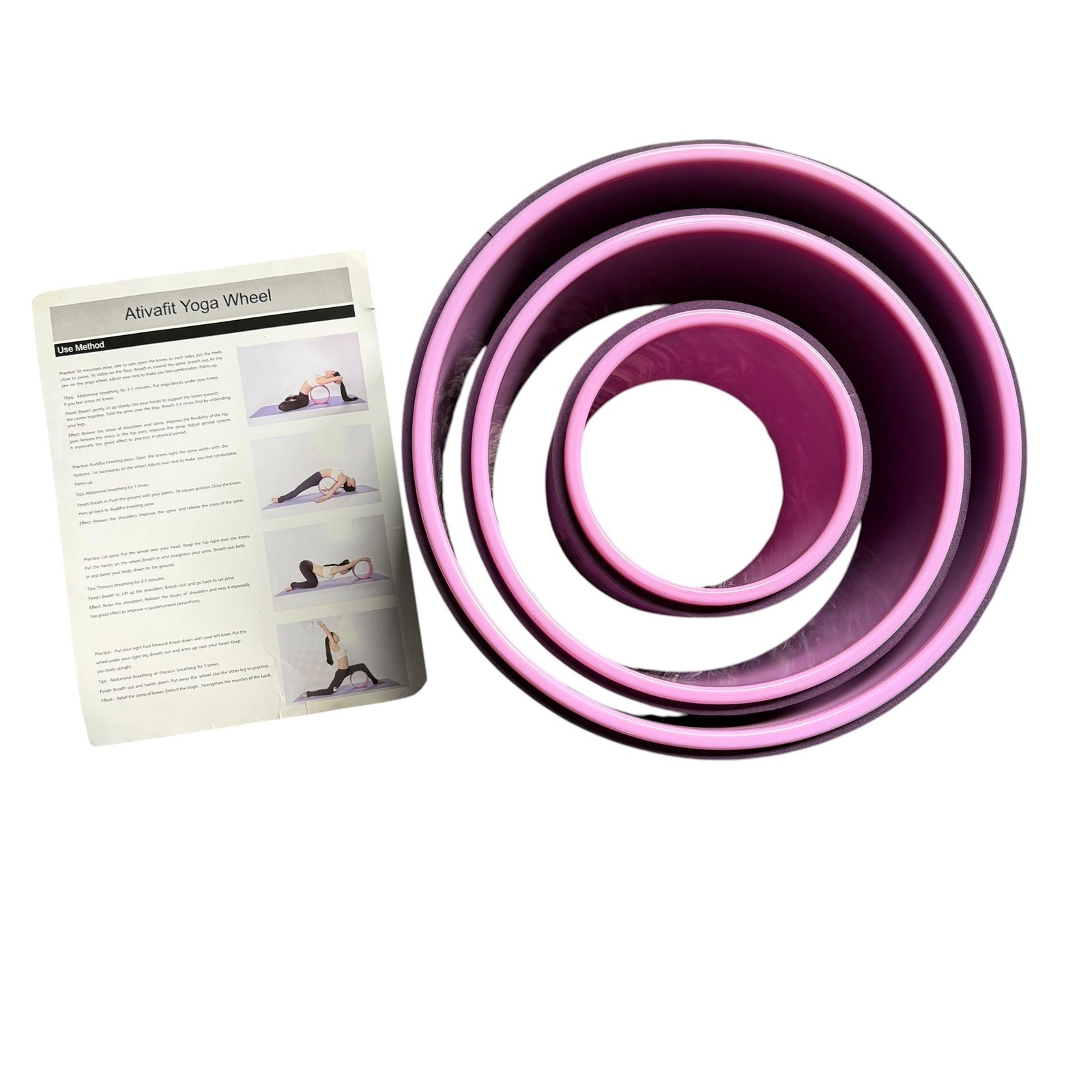 Ativafit Yoga Wheel Set Of 3 Purple EVA Foam Back Roller Stretch Balance Support