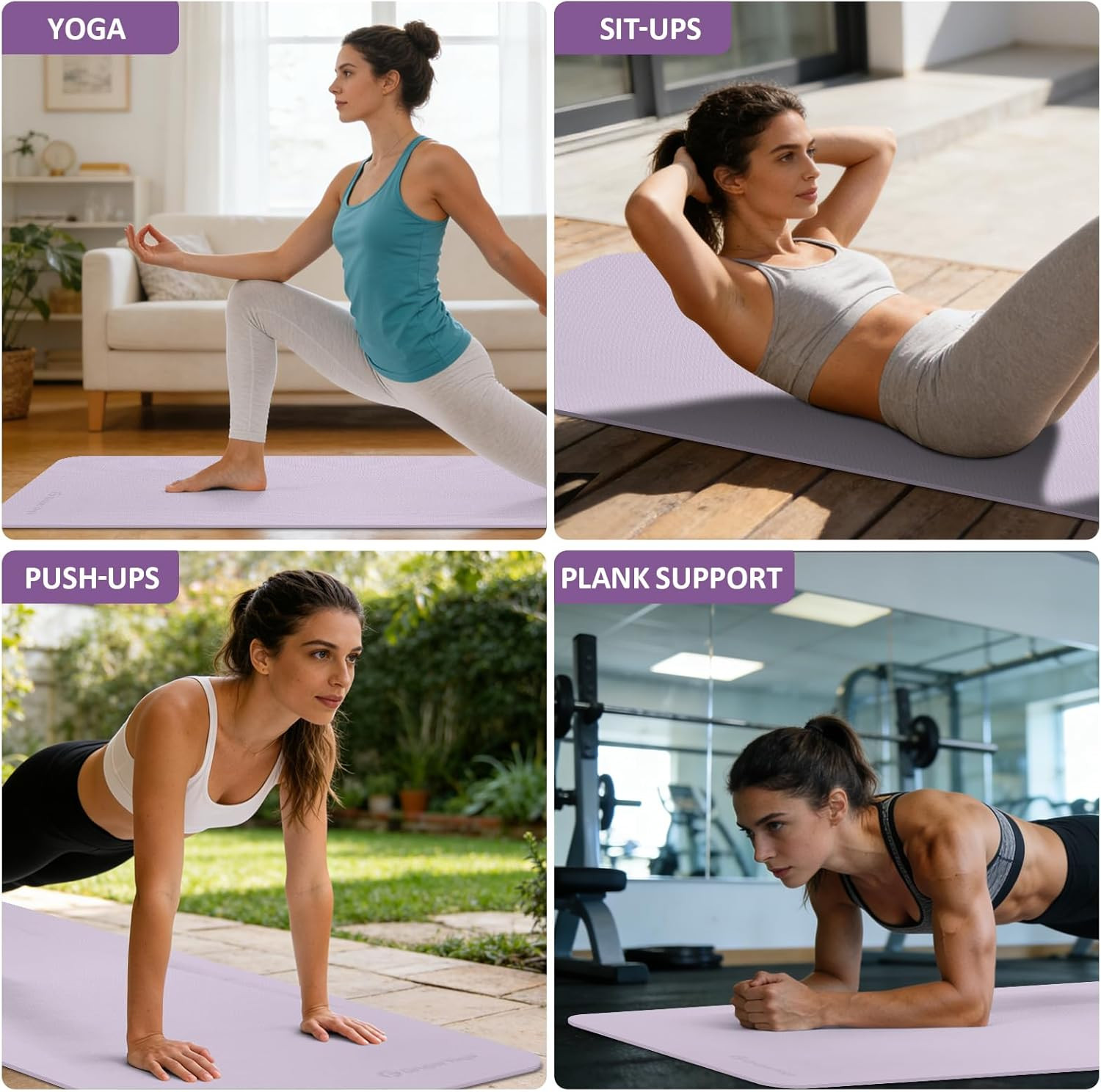 Gruper Yoga Mat Non Slip, 72&Prime;L X 24&Prime;W X 0.24&Prime;/0.32&Prime;TH, Anti-Tear Exercise Mat wi