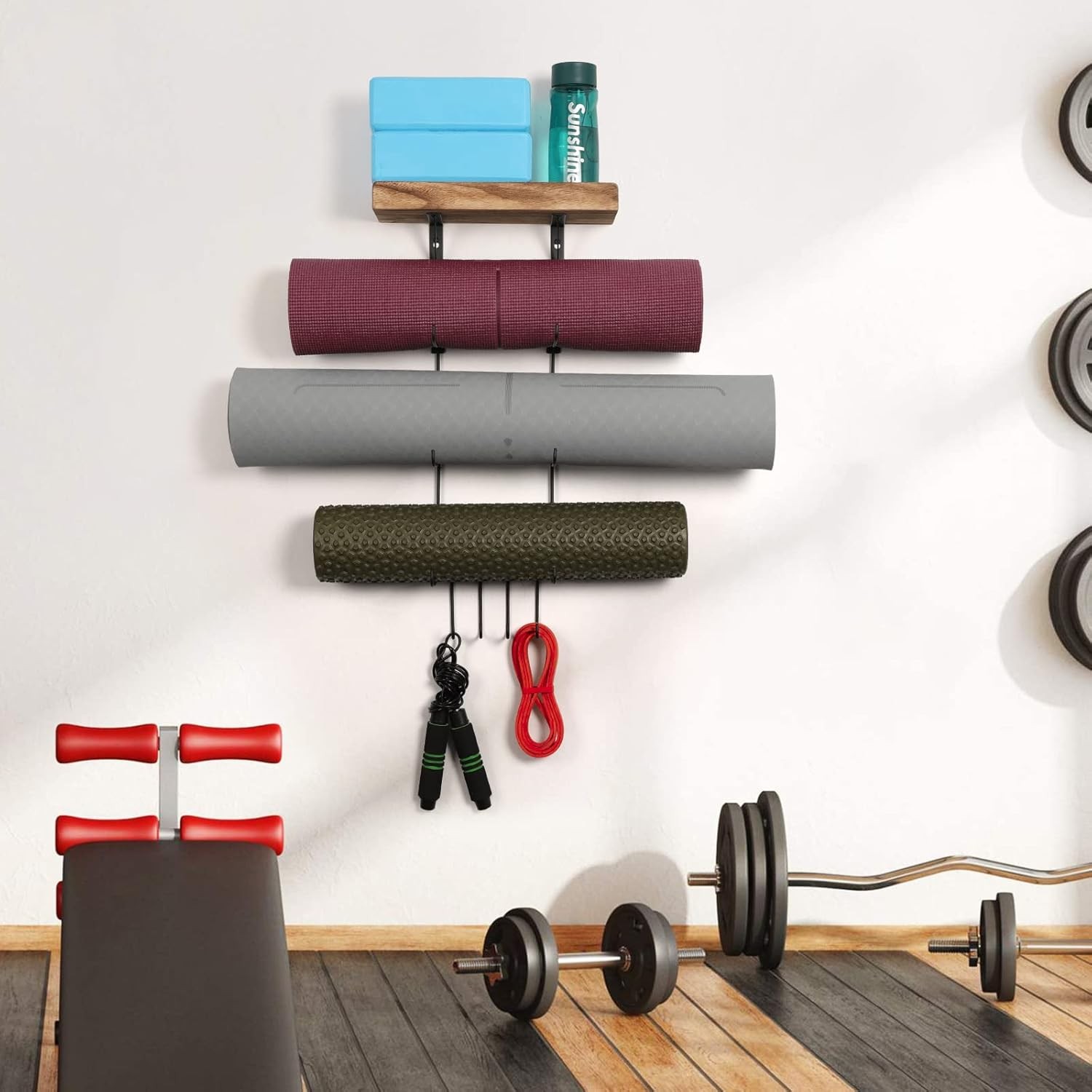 VINAEMO Yoga Mat Holder Accessories Wall One Size, Carbonized Black (matel)