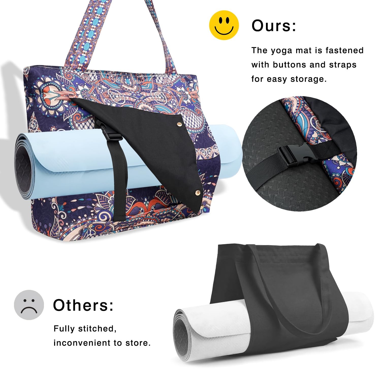 Yoga Mat Bag Carrier Tote With Zipper Pocket Workout Pilates Travel Gym Stuff