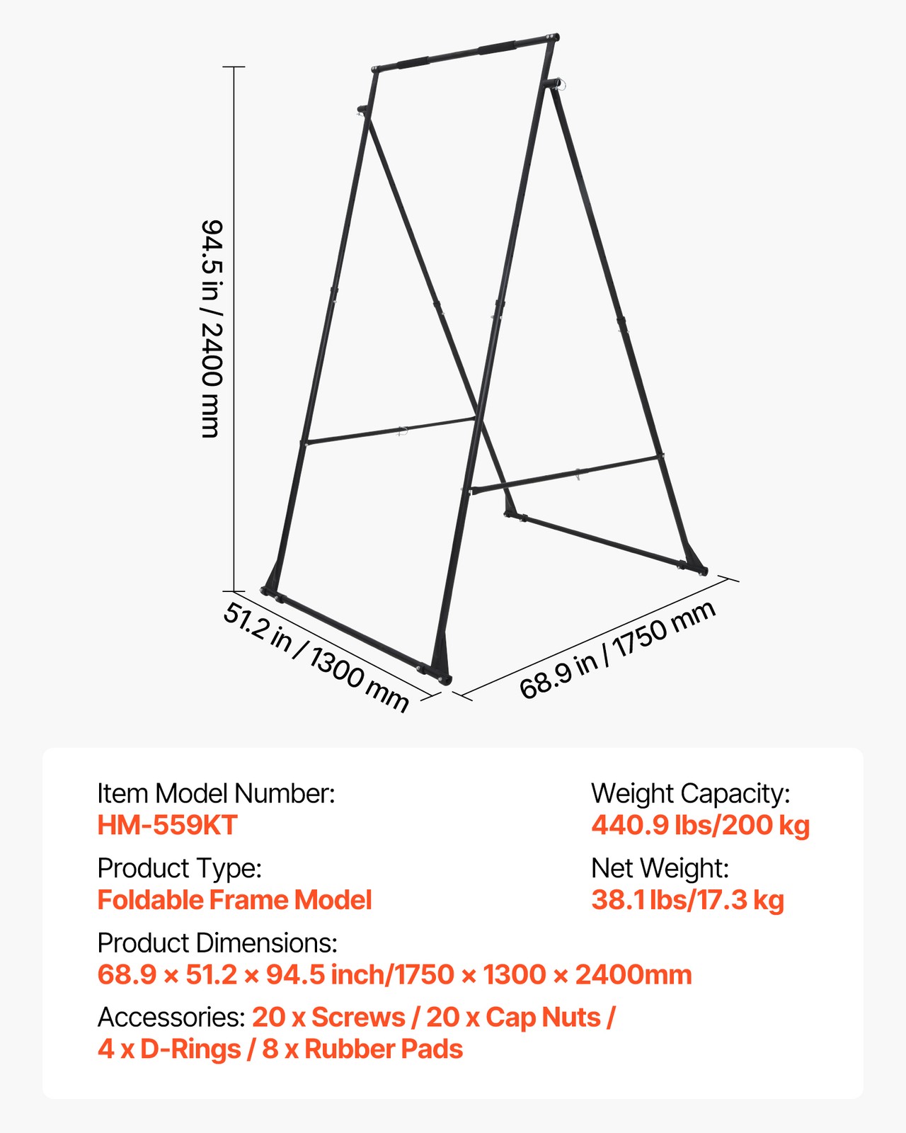 VEVOR Yoga Stand Frame 440.9lbs Load Swing Stand Triangular Structure Aerial Rig