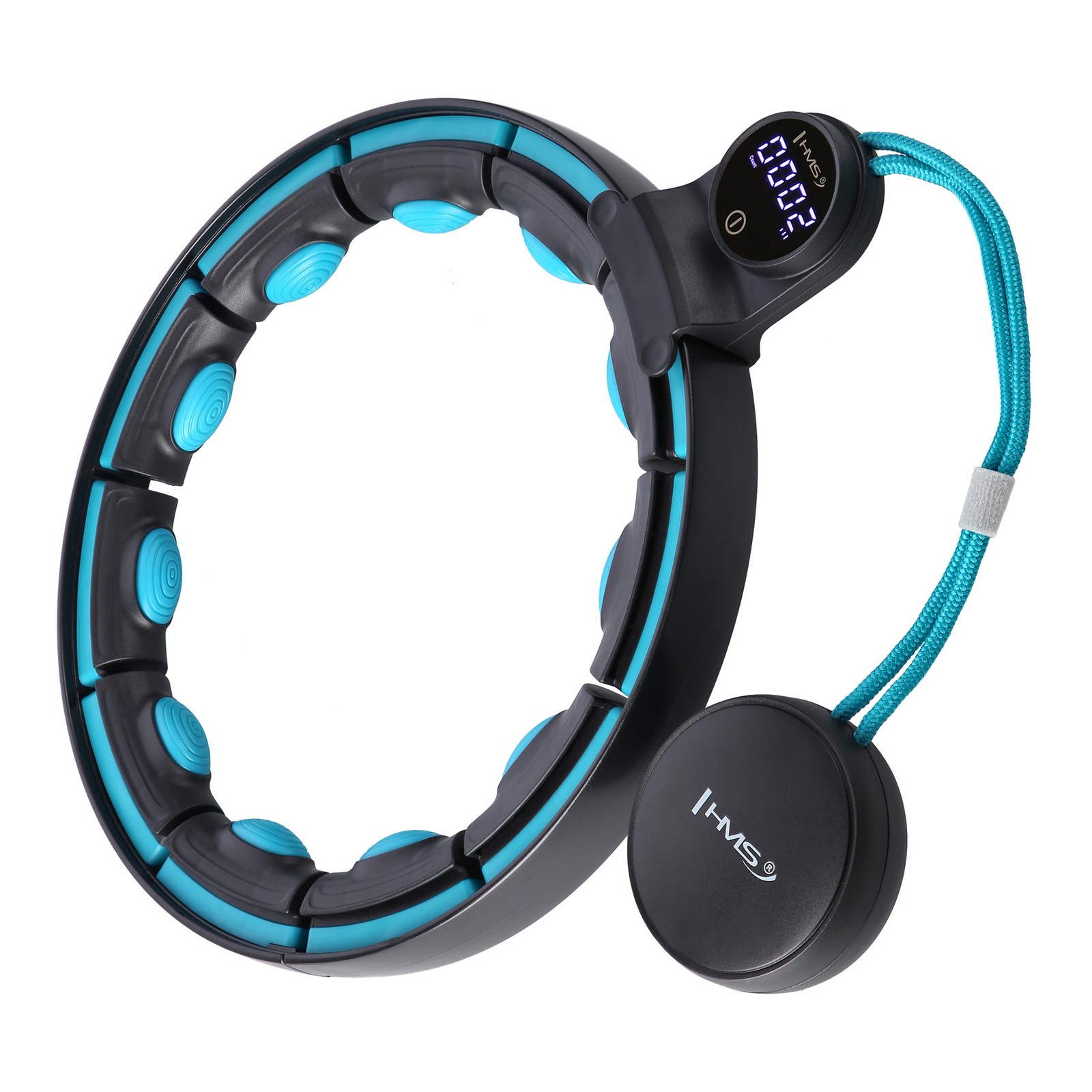 5907695558418 HHM17 HULA HOP BLACK/TURQUOISE Z MAGNESAMI I OBCIĄŻNIKIEM + LICZNI