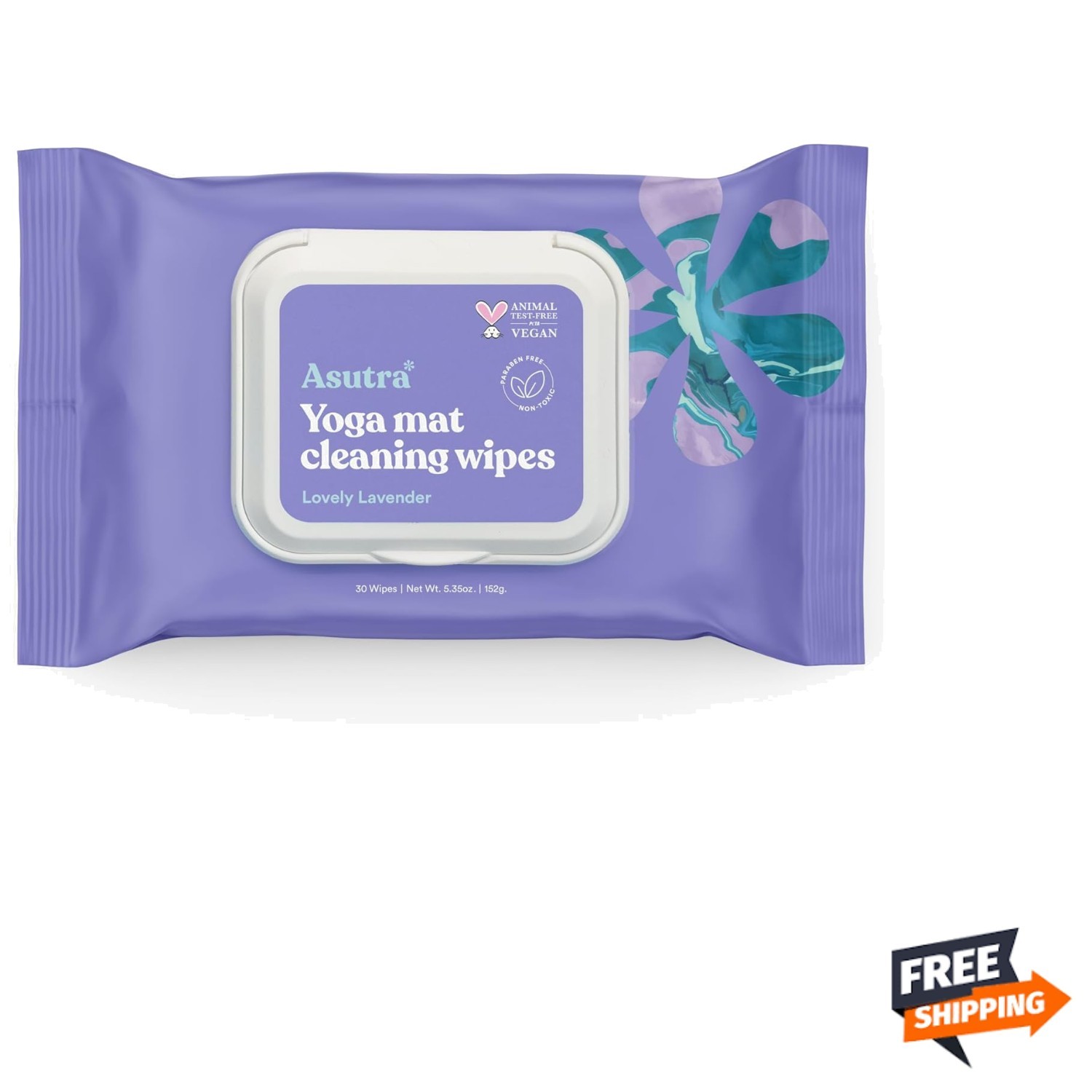 Yoga Mat Cleansing Wipes Lavender 30 Pack No Residue Deep Clean Gear
