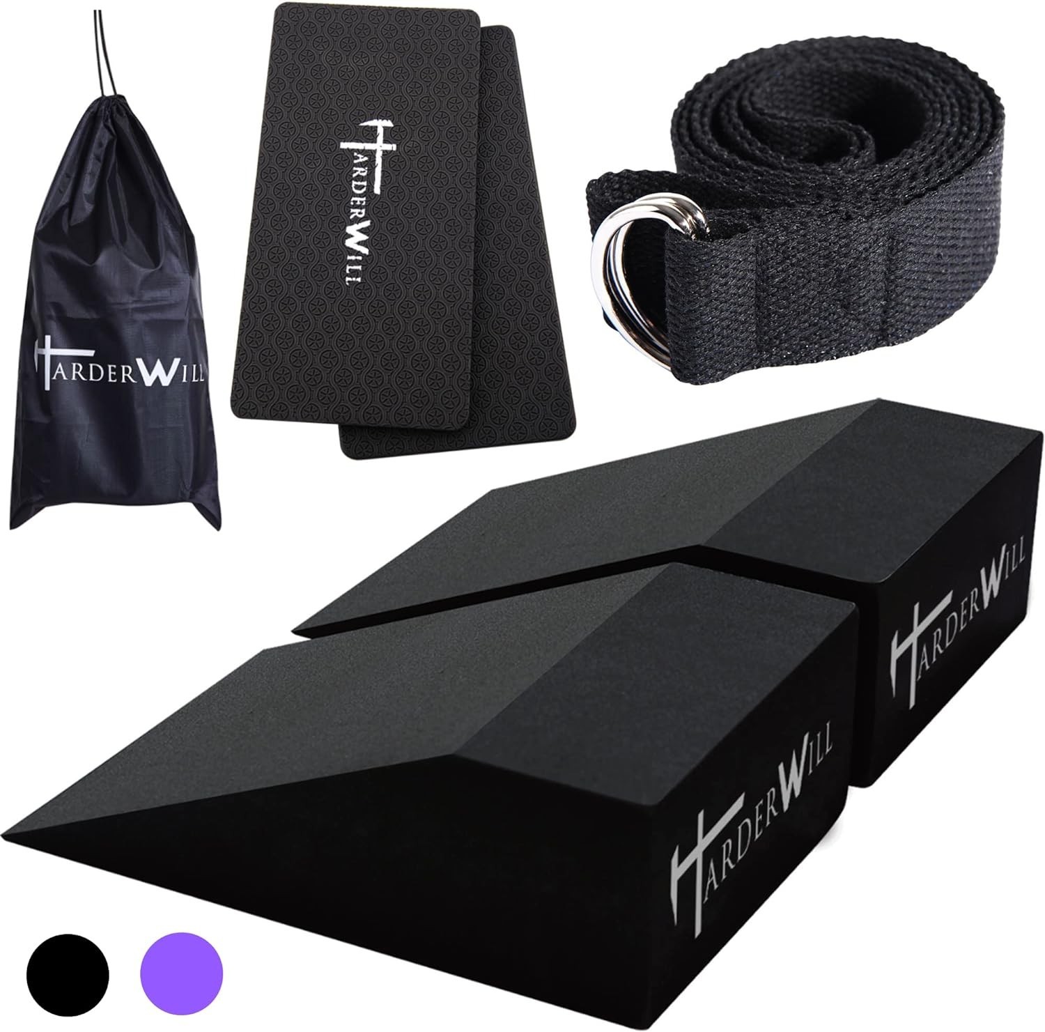 Yoga Wedge Blocks Pair Calf Stretcher Support Fitness Pilates Gym Bag