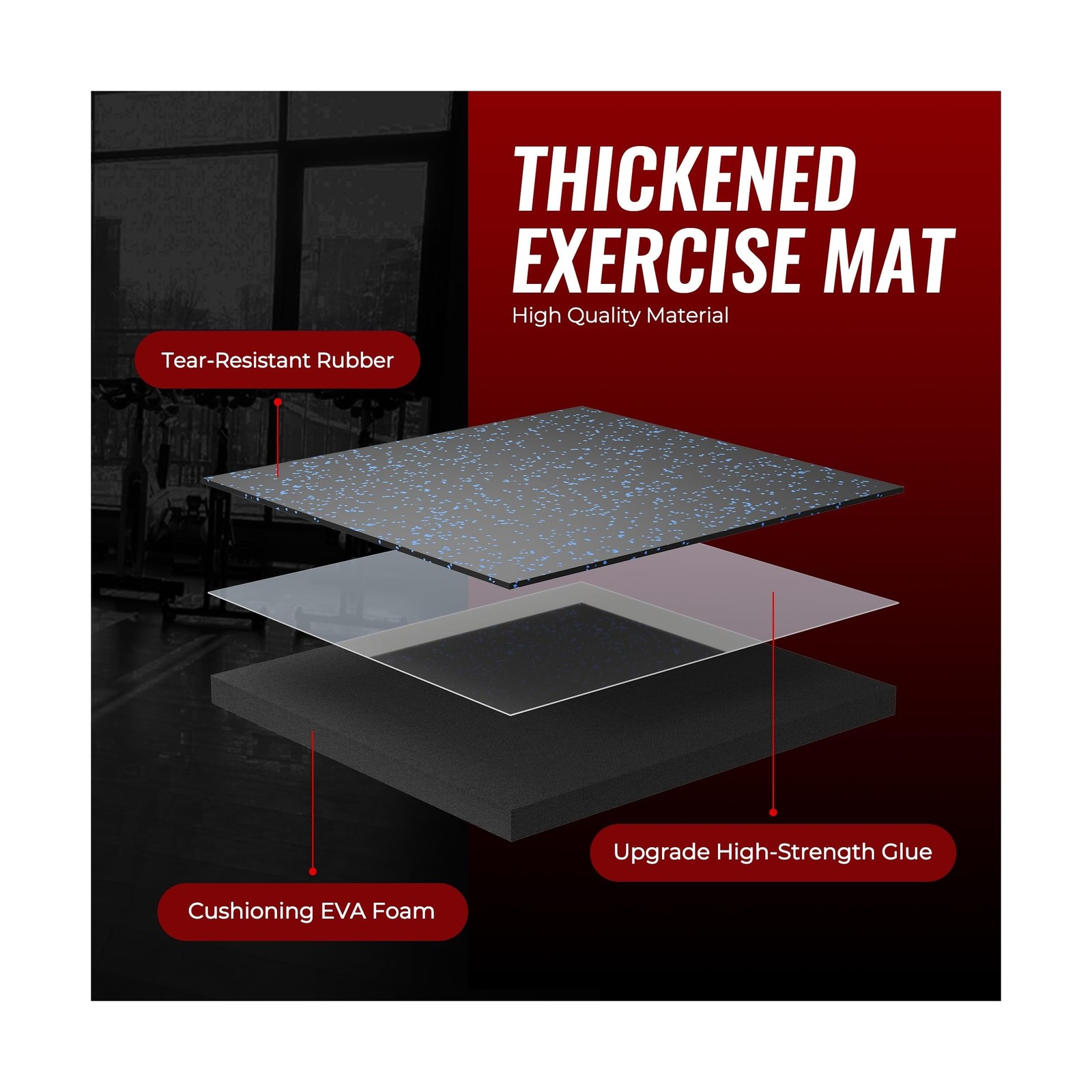 SUPERJARE 0.79 » Extra-Thick Exercise Equipment Mats, 18 Pcs 72 Sq Ft Rubber …