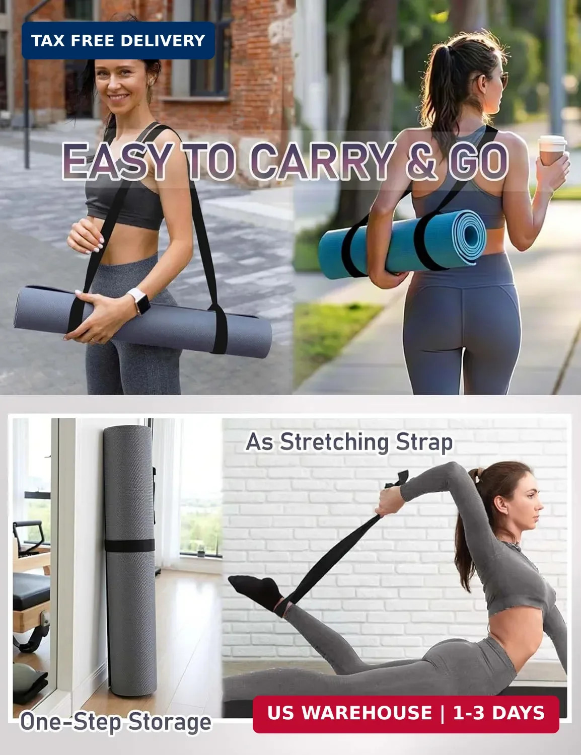 MRZZATA Yoga Mat Carrier Strap Long – Adjustable Thick and Wide Strap for Carryi