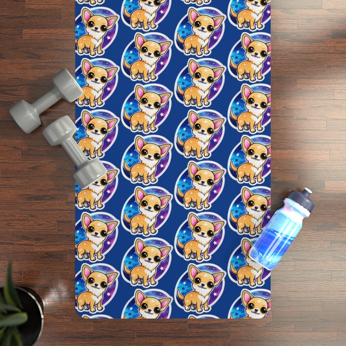 Cute Chihuahua Yoga Mat -Blue Galaxy