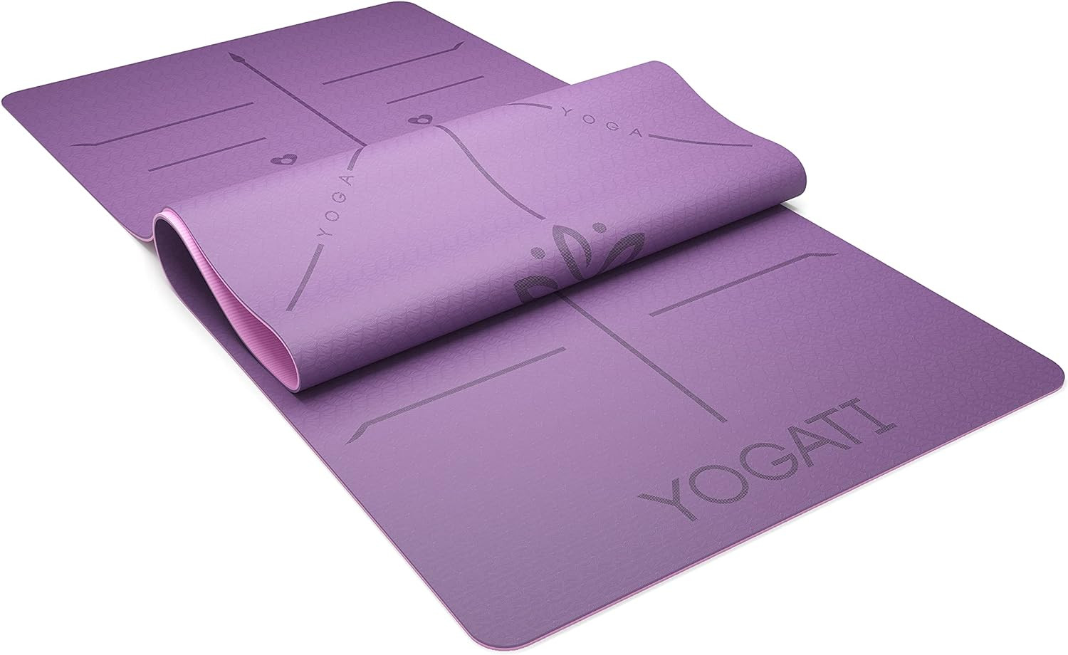 ® Yoga Mat with Strap with Alignment Lines. Home Workout Mat for Women, Men and