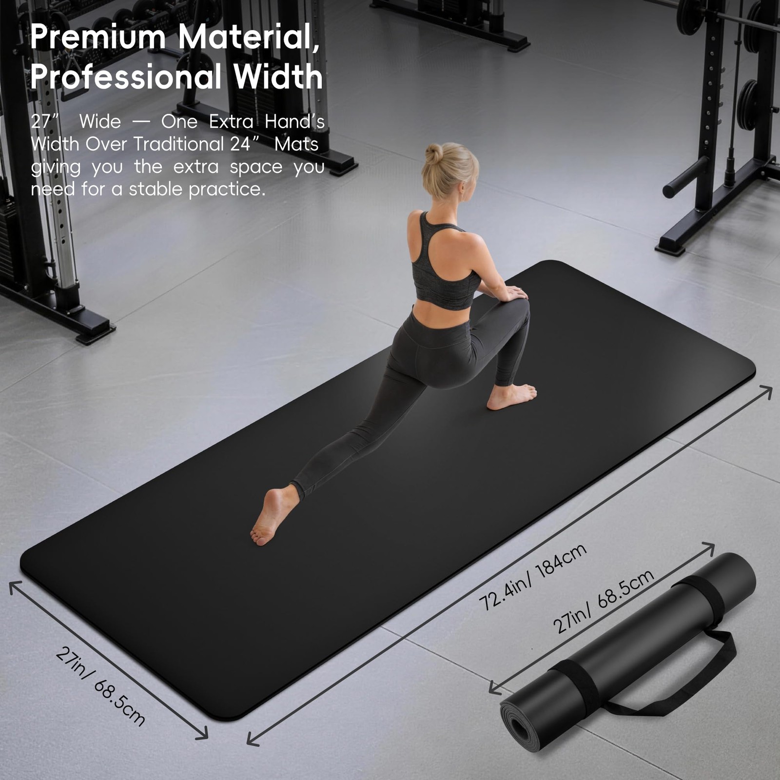 Professional PU & Natural Rubber Yoga Mat – Non Slip 5mm Thick Workout Mats f…