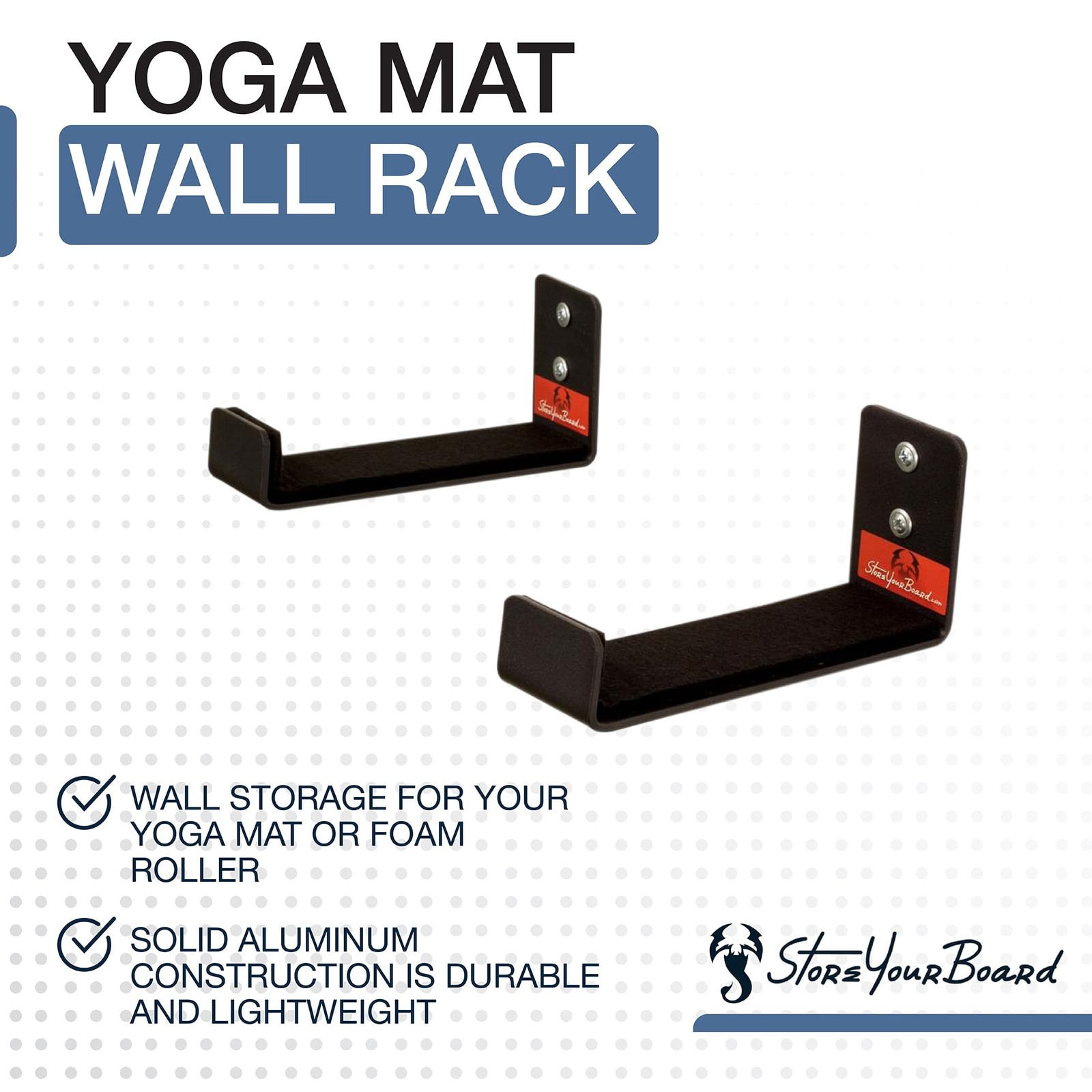 Large Yoga Mat Storage Rack Foam Roller Wall Hooks Fitness Gear Organizer