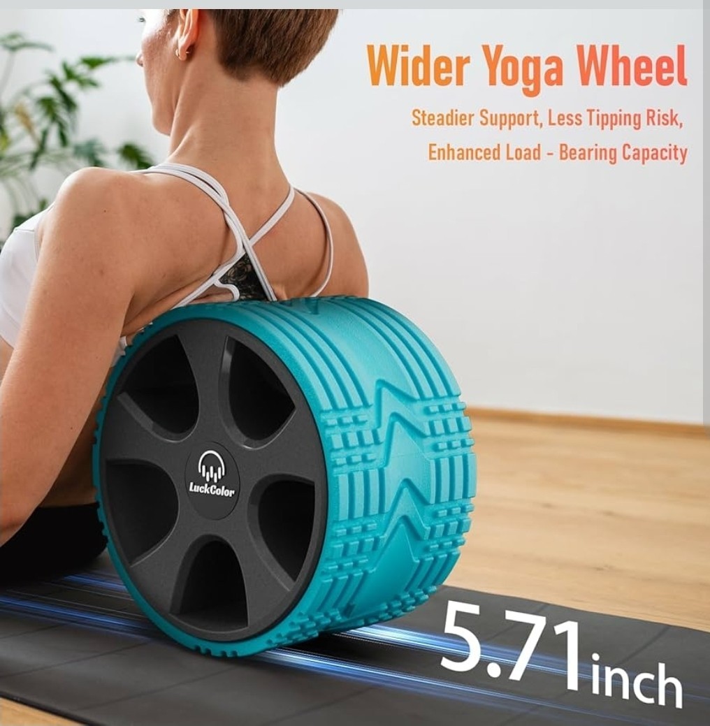 LUCKCOLOR 10&Prime; Foam Roller Yoga Wheel 880lbs Capacity Acid Blue+Grey