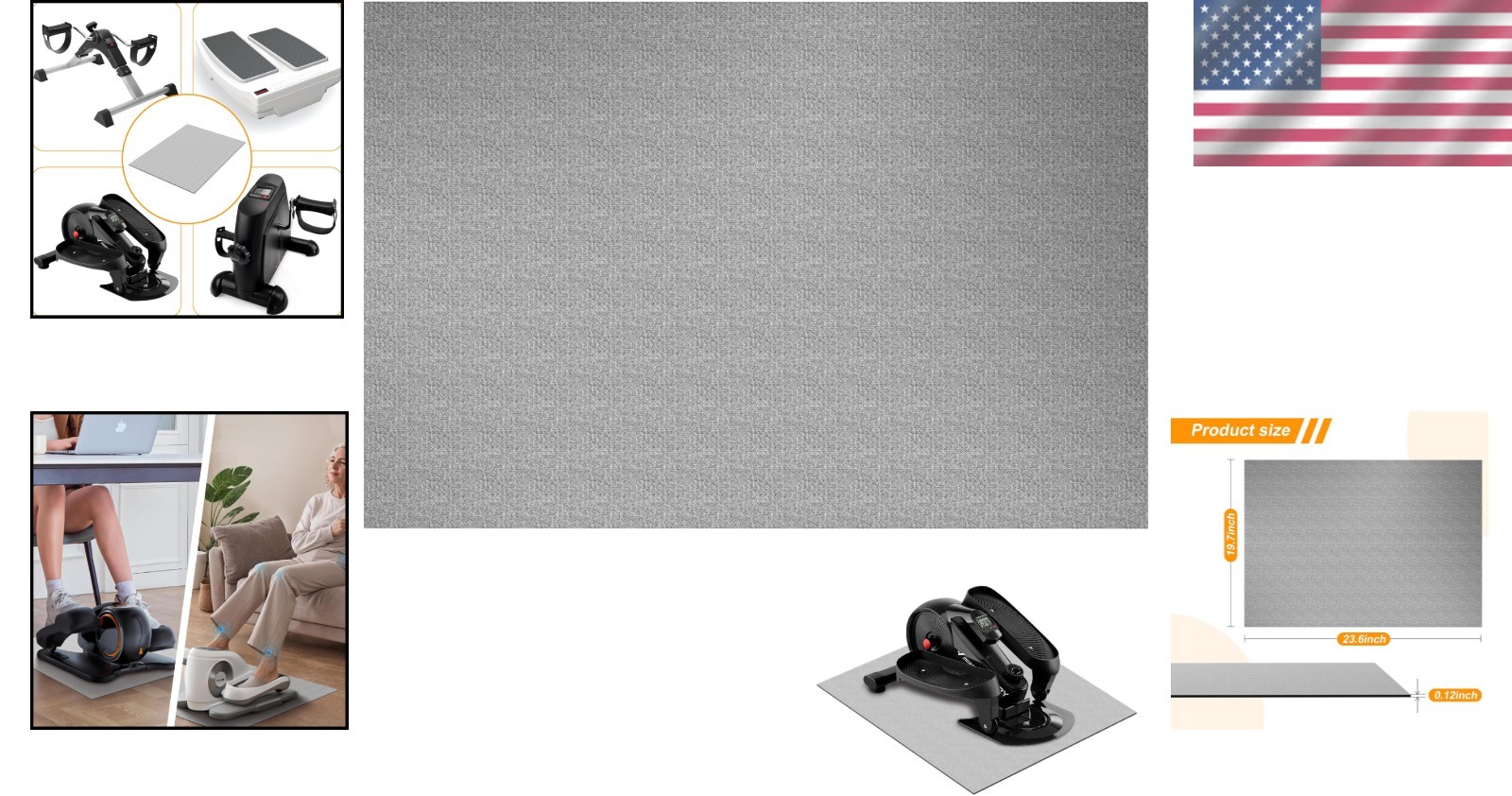 Elliptical Exercise Mat 19.7 x 23.6 – Non-Slip Stability and Protection
