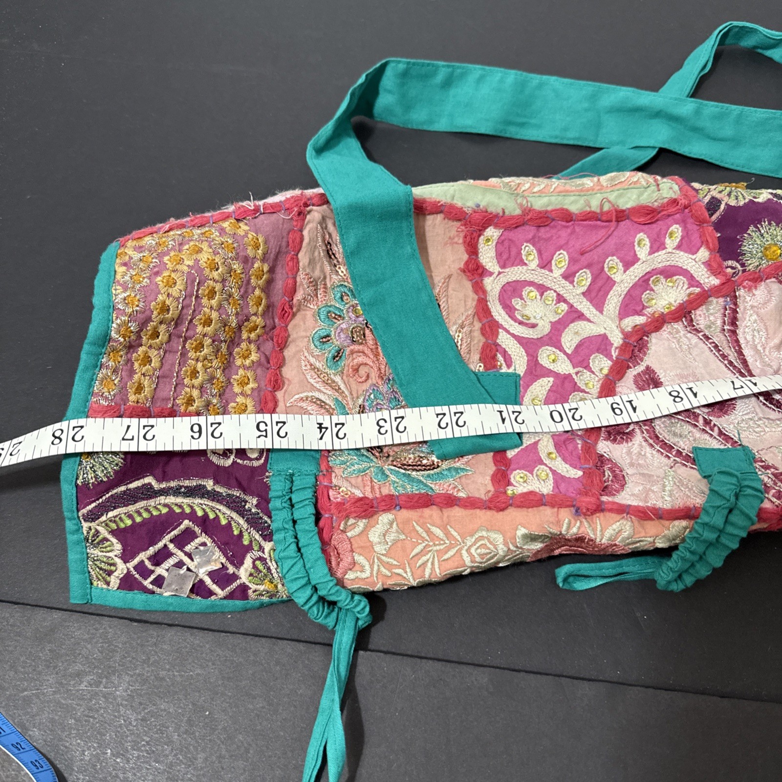 Boho Yoga Mat Bag Carrier Sling Blue Green Canvas Ethnic Geometric Pilates