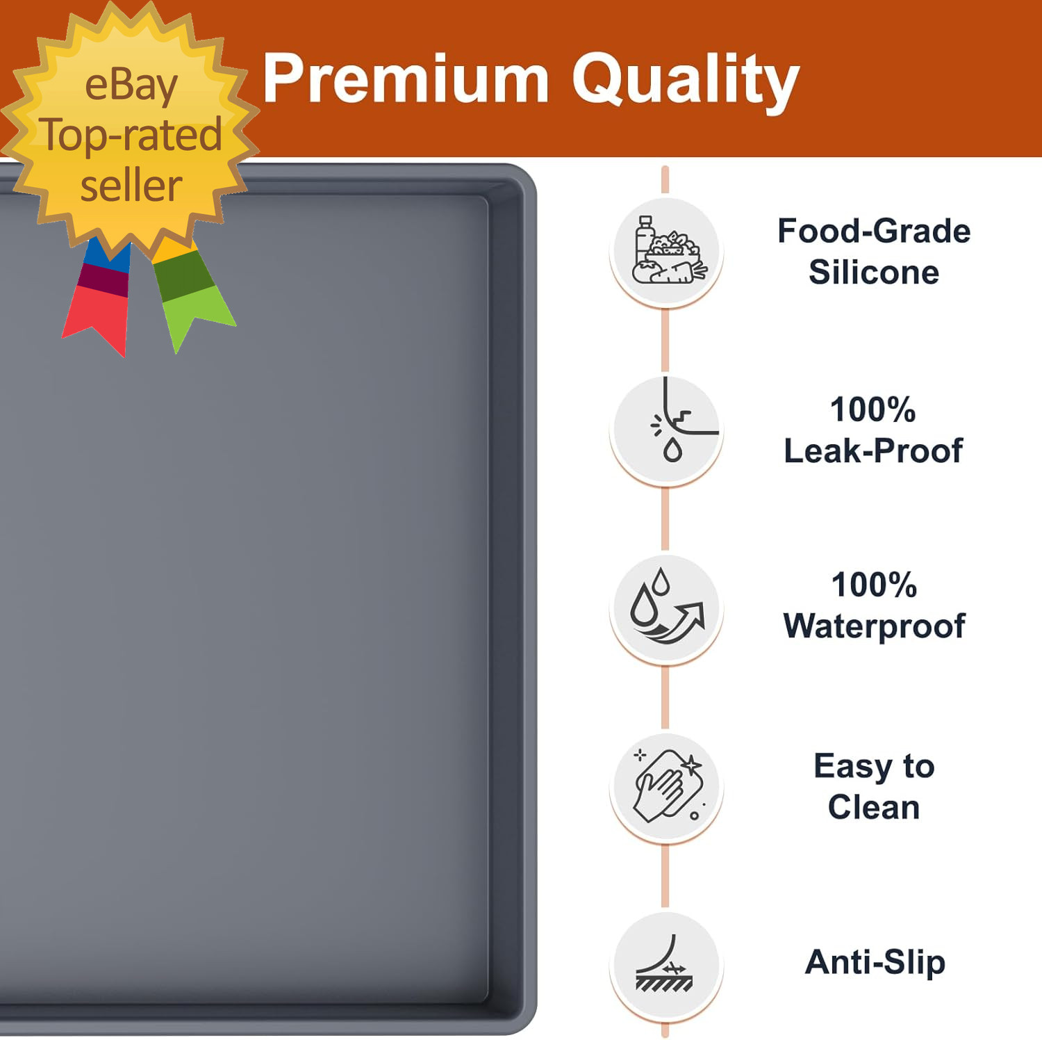 Extra Thick Silicone Mat Waterproof with Raised Edge 34&Prime; X 22&Prime; under Sink Mat