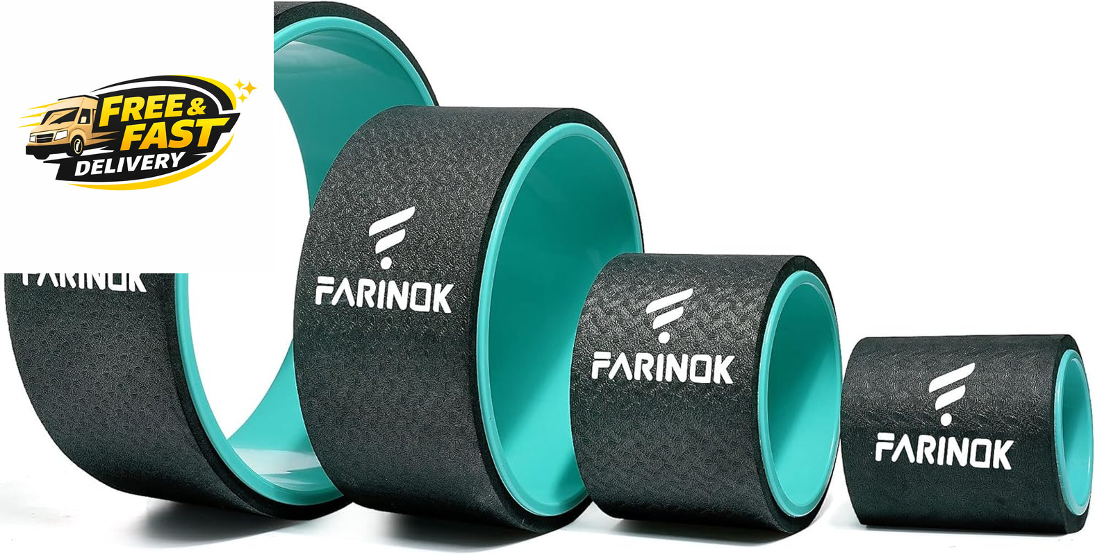 Yoga Wheel Set of 3+1, Upgraded 10MM Thick Back Wheels for Pain Relief & Stretch