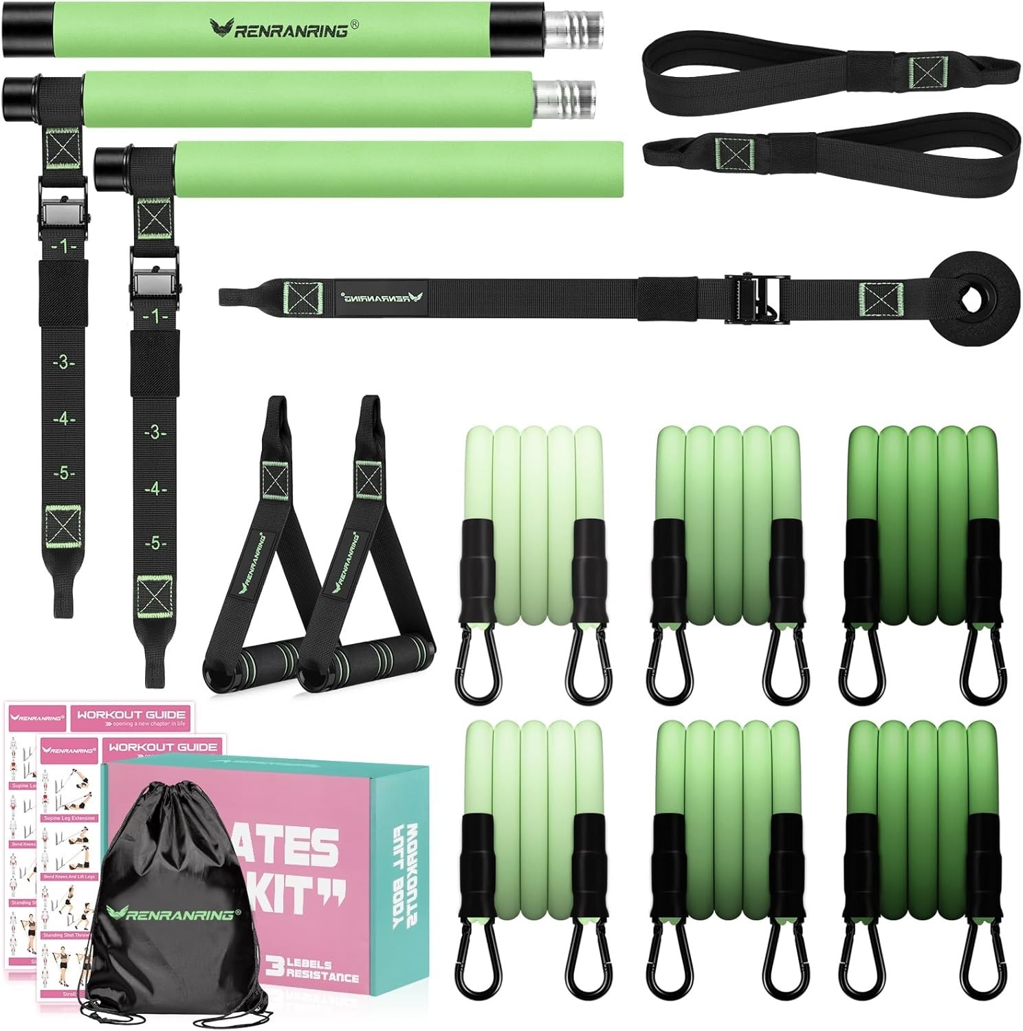 Portable Pilates Bar Kit with Adjustable Resistance Bands for All Fitness Levels