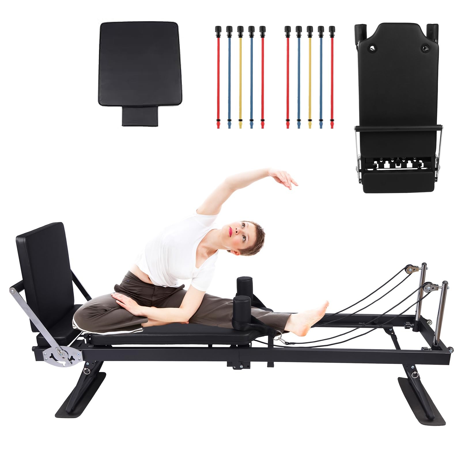 💎Foldable Pilates Reformer Machine for Home Gym Professional w/ Jump Board & Co