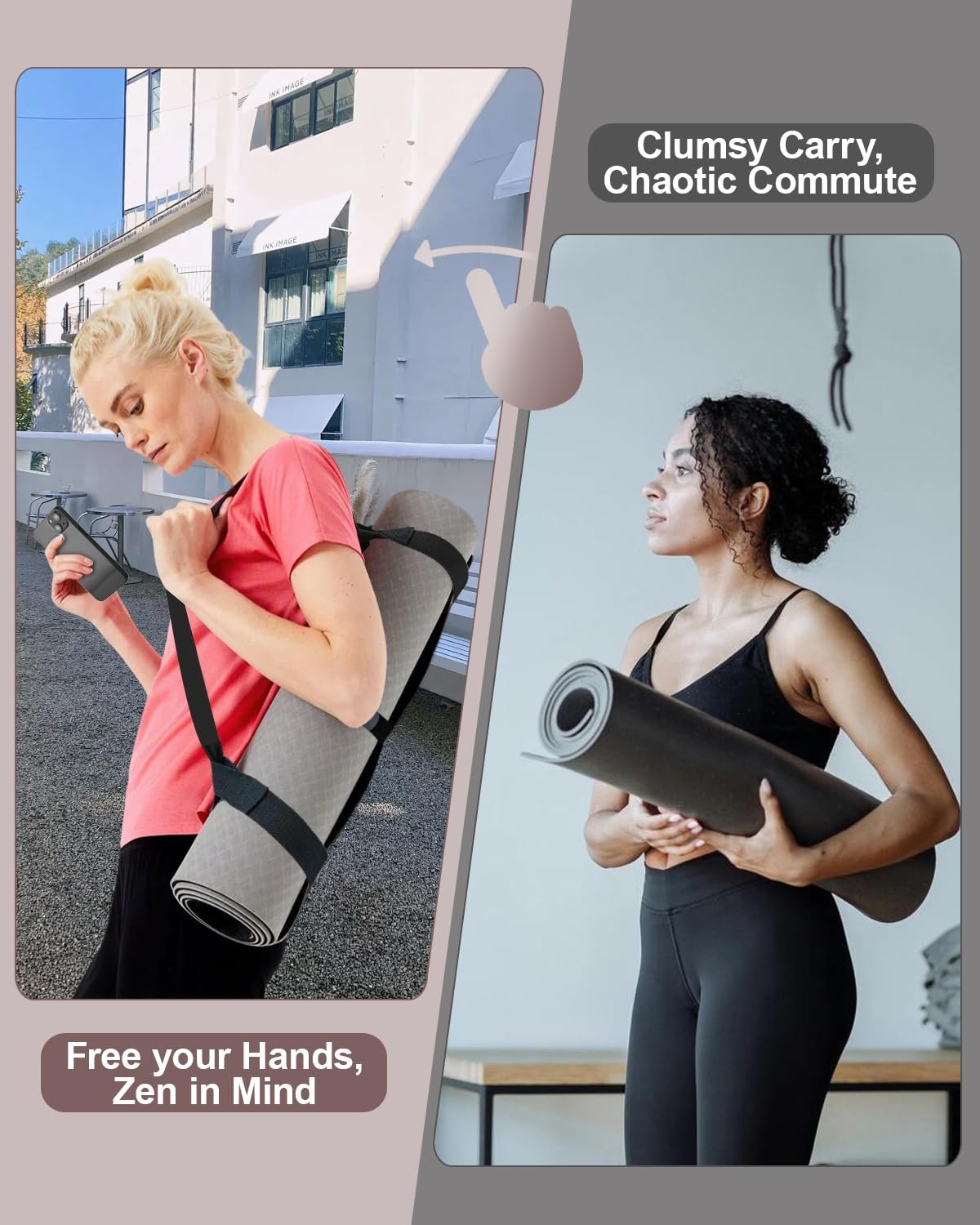 Fyroxx Yoga Mat Carrier, Premium Strap for Carrying 60*1.5 IN, Black