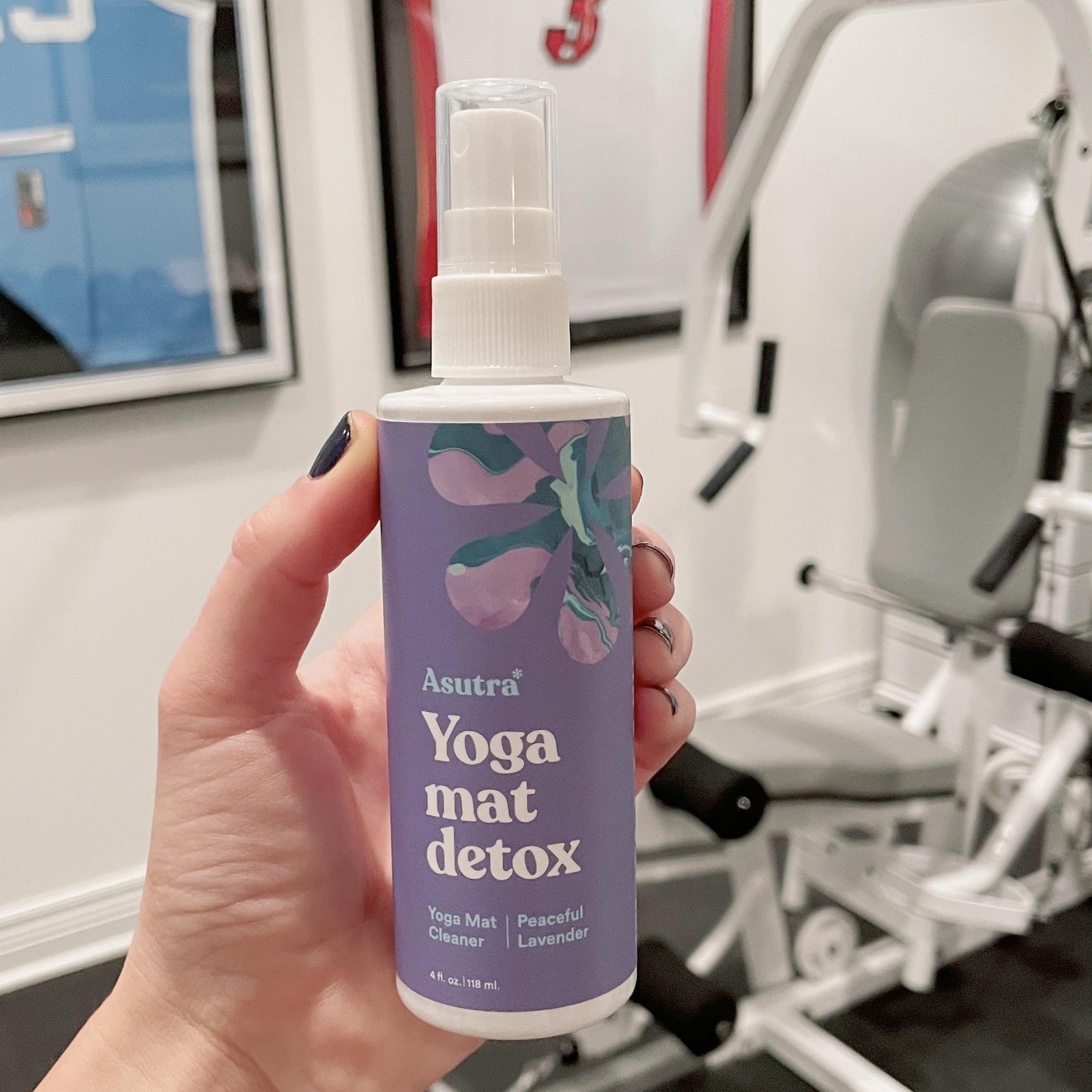ASUTRA Yoga Mat Cleaner Spray Peaceful Lavender, 4 fl oz No Slippery Residue…