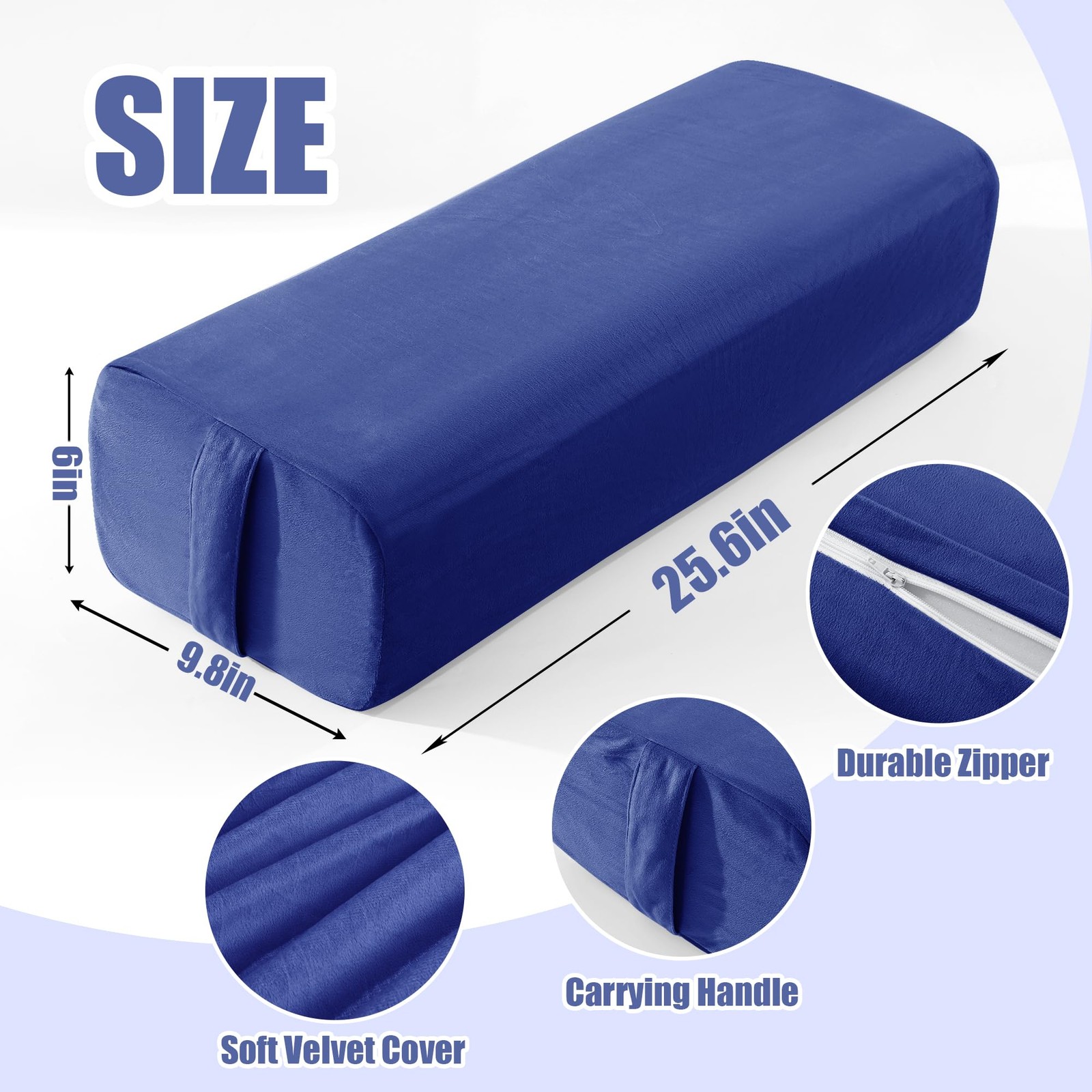 Yoga Bolster Pillow, Triple-Layer Sponge Rectangular Yoga Bolster with Carry …