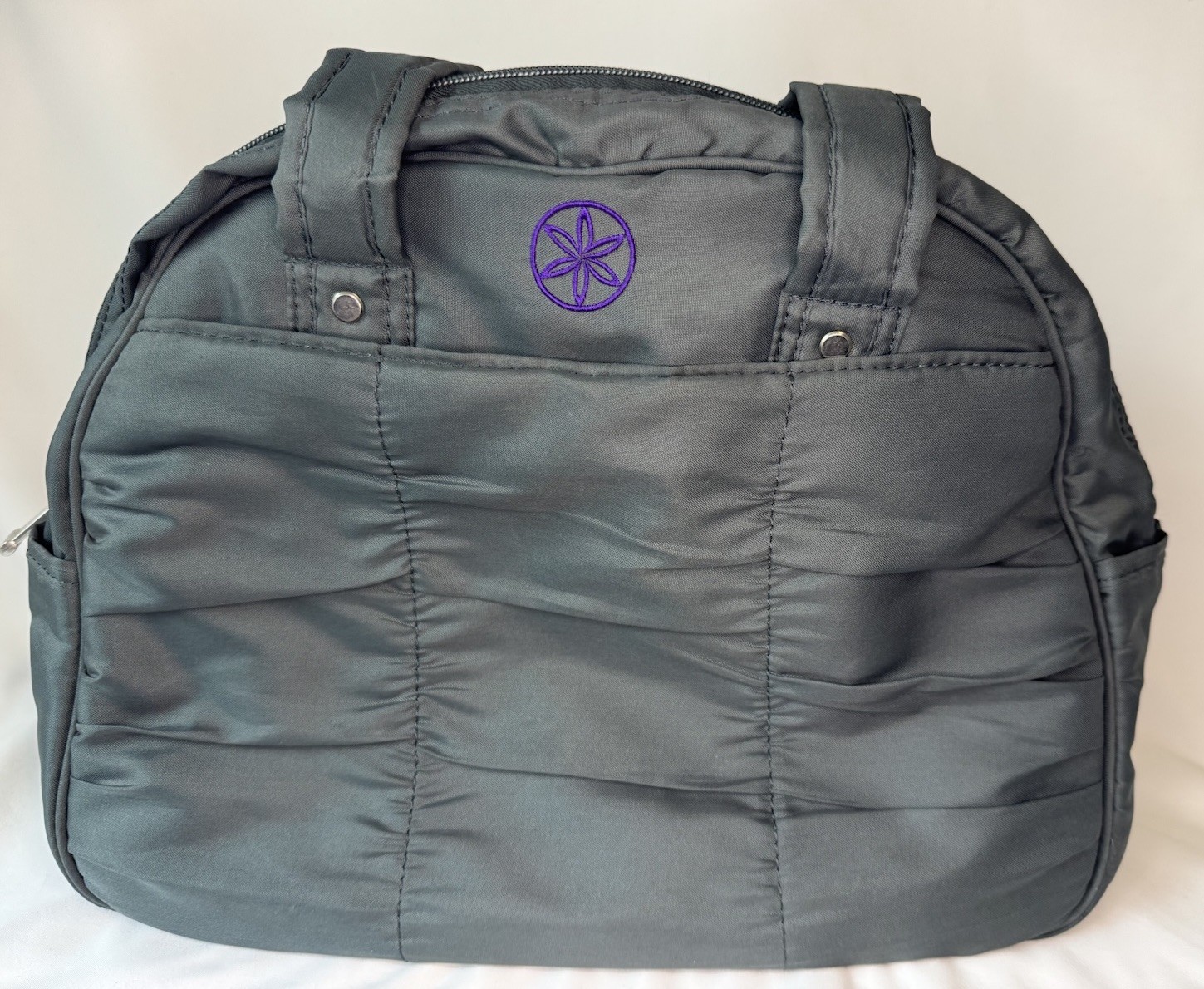 Giam Yoga Bag Black Purple Mat Water Bottle Holder With Pockets 15x12x6in