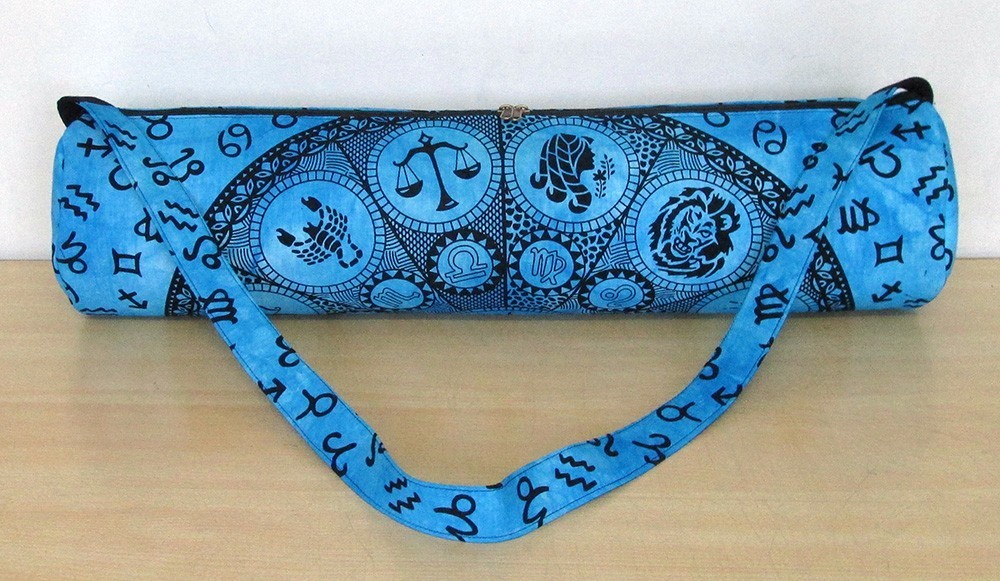 Turquoise Jodiac Yoga Mat Carrier Bag Hippie Mandala Cotton Bags With Shoulder