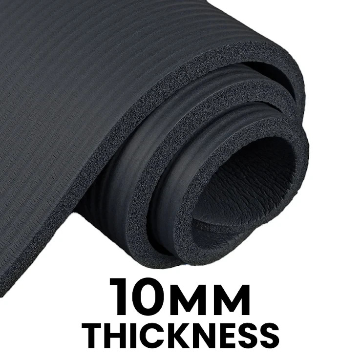 Extra Thick 10mm Exercise Yoga Mat Multipurpose Workout NBR 72 x 24 w/ Bag Strap