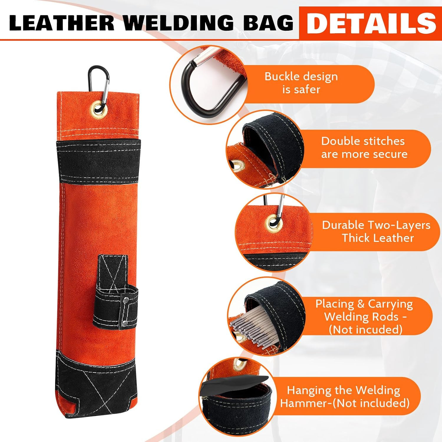 1 Pcs Welding Rod Holder, Large Flame-Resistant Electrode Bag 16 Inch, Thicke…