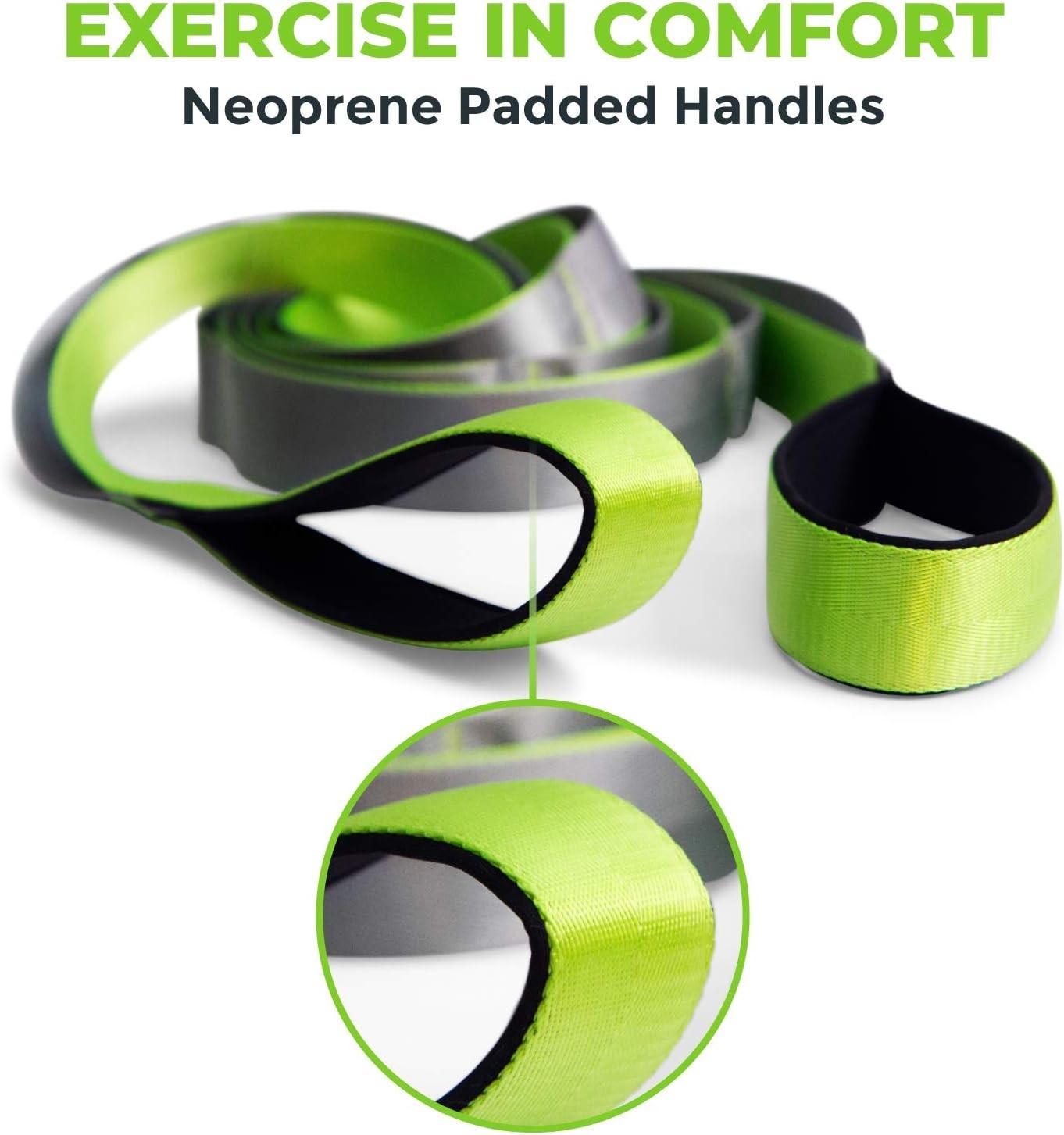 Comfortable, Lightweight Stretching Strap – 1.5 » Wide, 8&prime; Long for Flexibility
