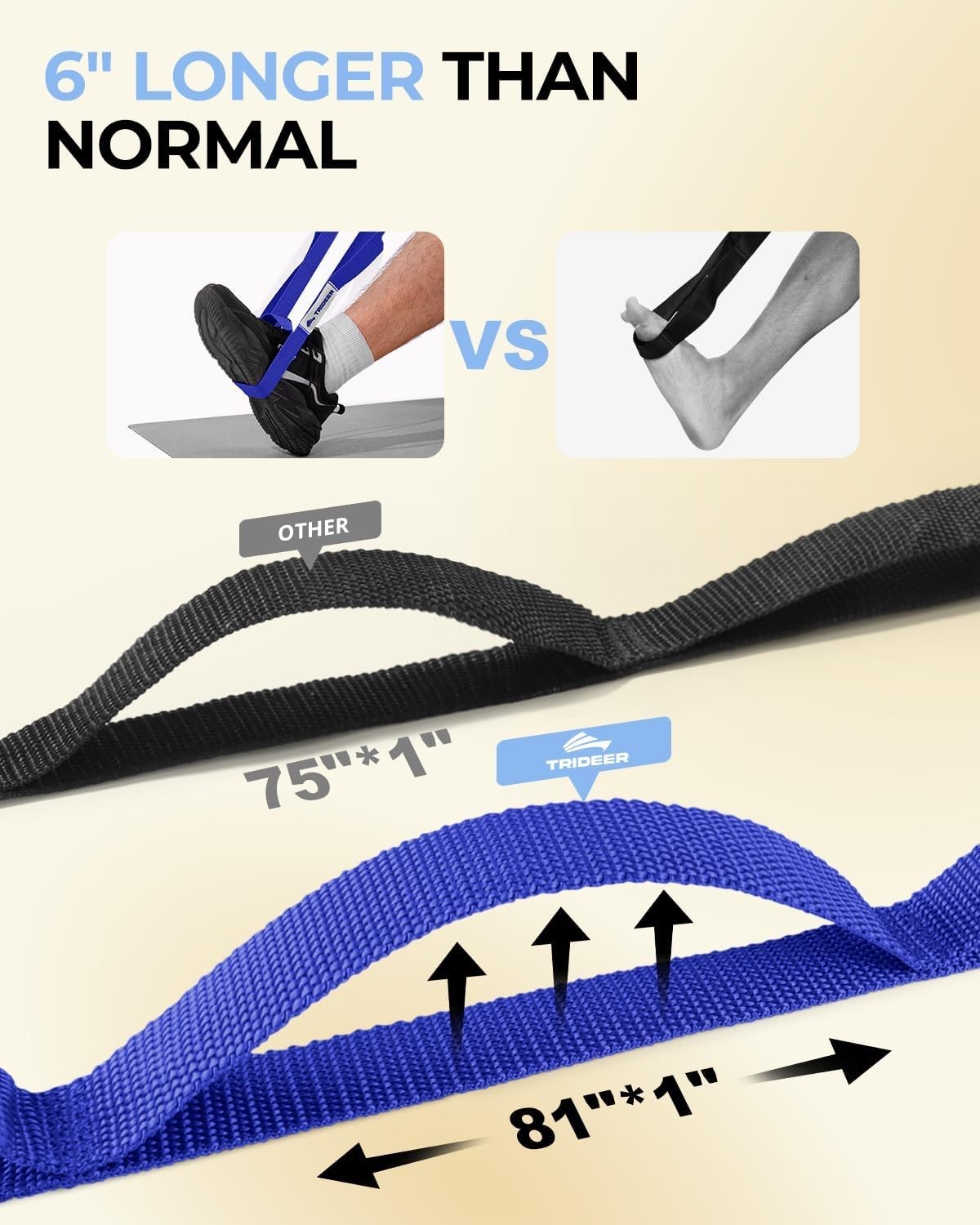 Durable Deep Blue 10-Loop Stretch Strap for Yoga, Pilates & Physical Therapy
