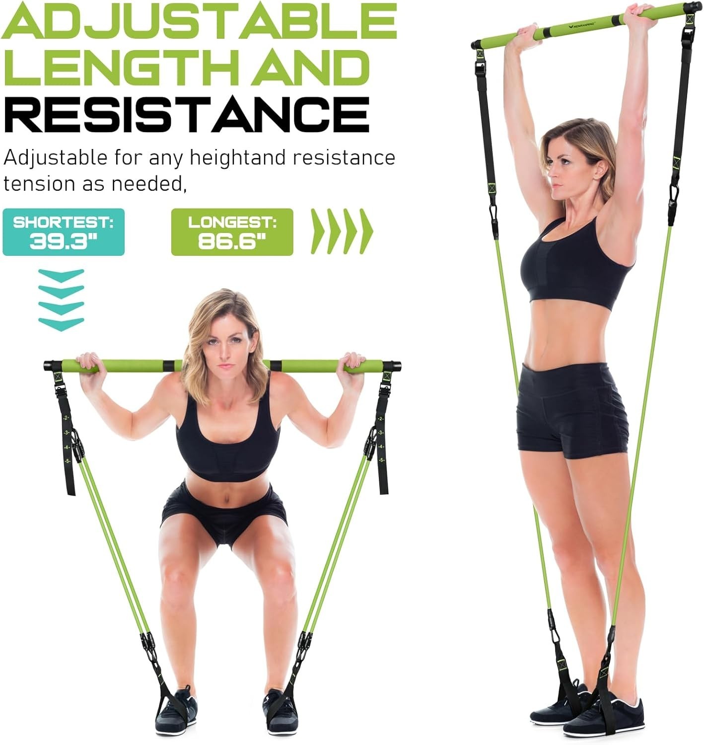Portable Pilates Bar Kit with Adjustable Resistance Bands for All Fitness Levels