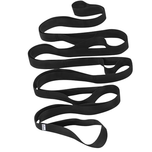 Stretching Strap for Yoga & Physical Therapy – 10 Loops 1&Prime; W – 10 Loops Black