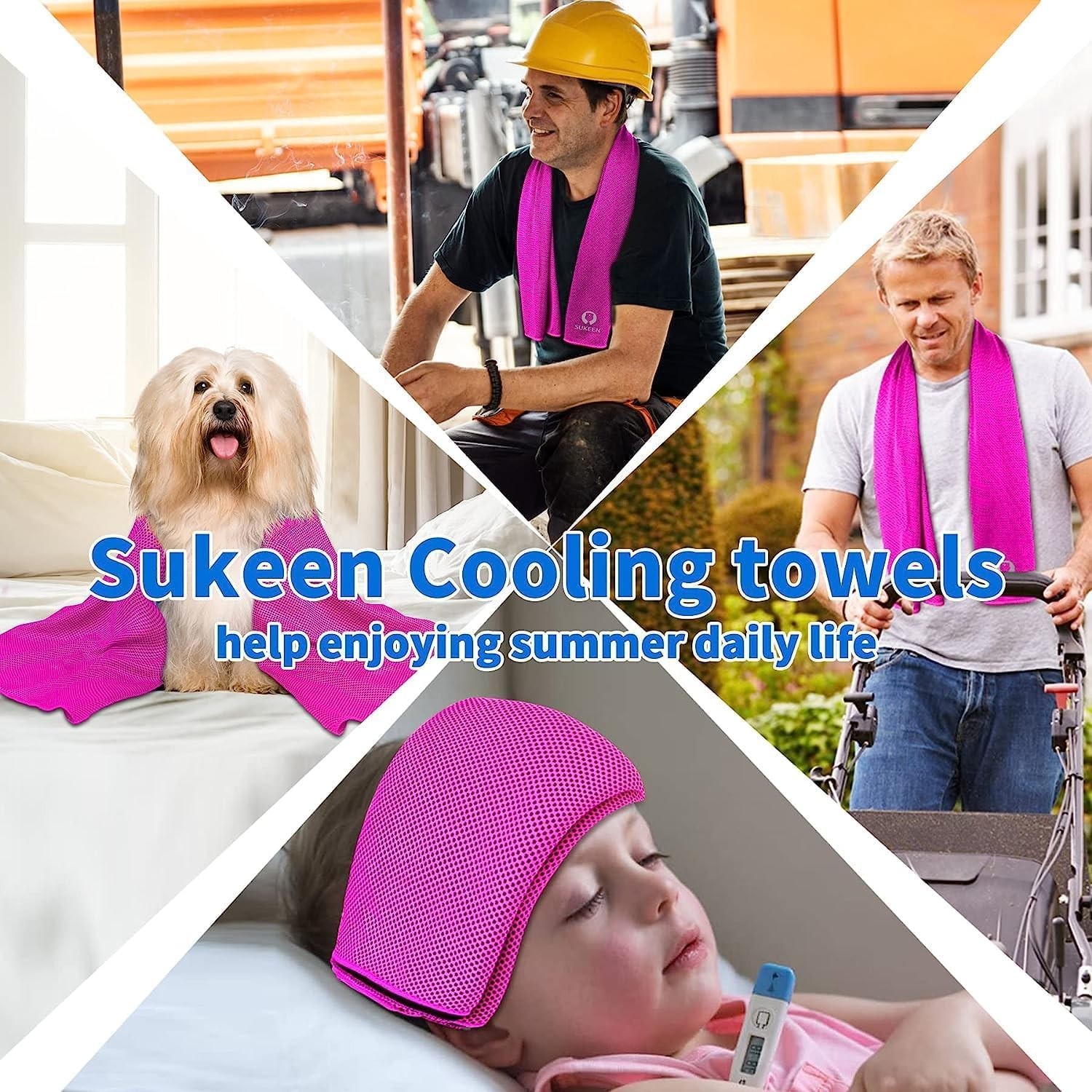Cooling Towels for Neck and Face (40&Prime;x12&Prime;), Soft Breathable Cooling Towel, Sweat
