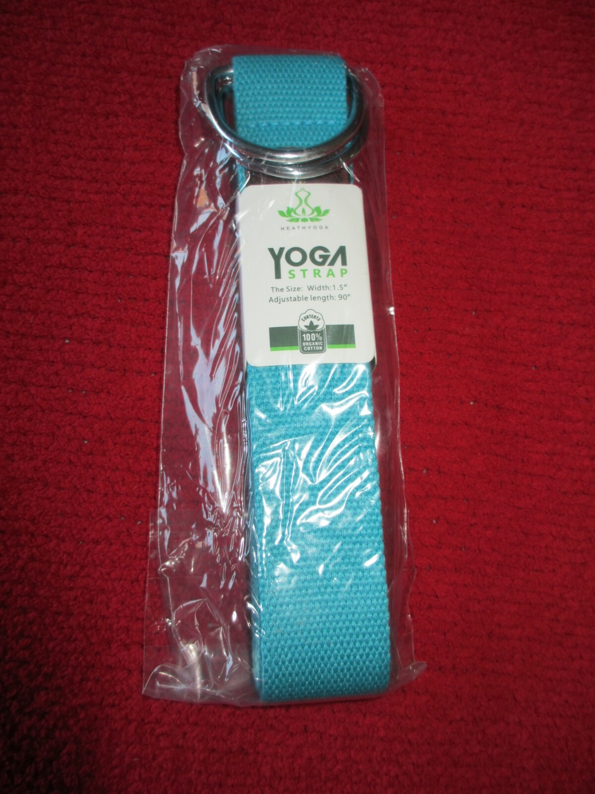 HEATH YOGA STRAP, 90 INCHES X 1.5 INCHES, TEAL, NEW IN PACKAGE