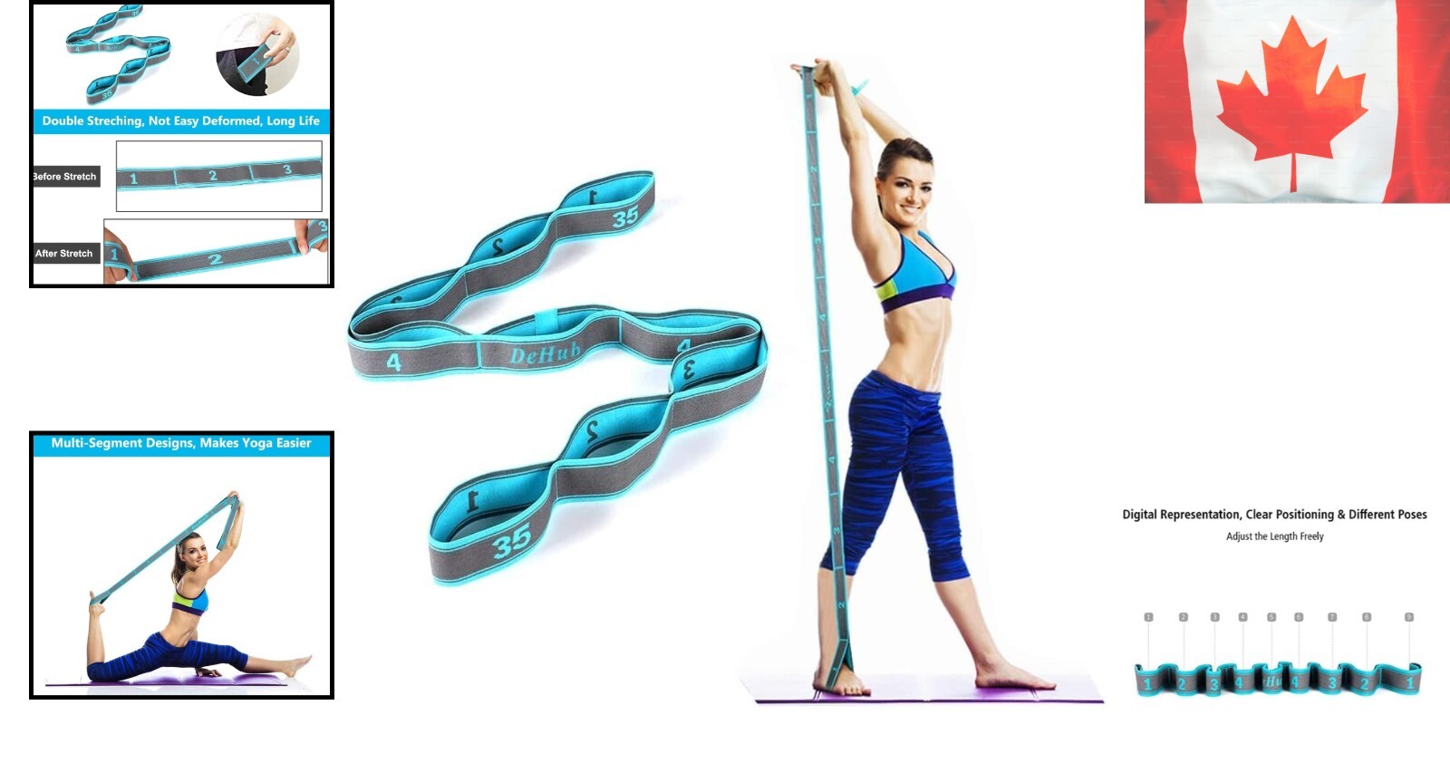 Durable Cotton Yoga Stretching Strap with Easy Grip Loops – Washable Design