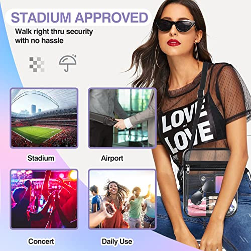 Clear Bag Stadium Approved,Clear Crossbody Purse Bag, with Adjustable Black