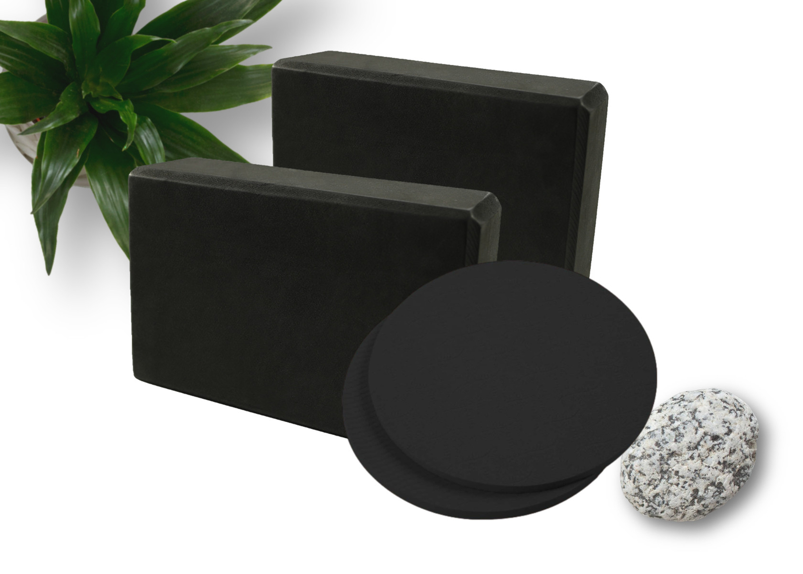 Set of 2 Yoga Blocks and 2 Pack Yoga Knee Pads Black