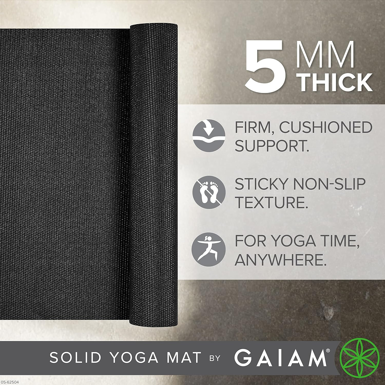 Gaiam Yoga Mat – Premium Solid Thick Non Slip Exercise & Fitness Mat for All Typ