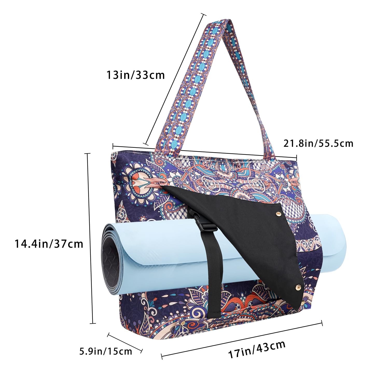 Yoga Mat Bag Carrier Tote With Zipper Pocket Workout Pilates Travel Gym Stuff