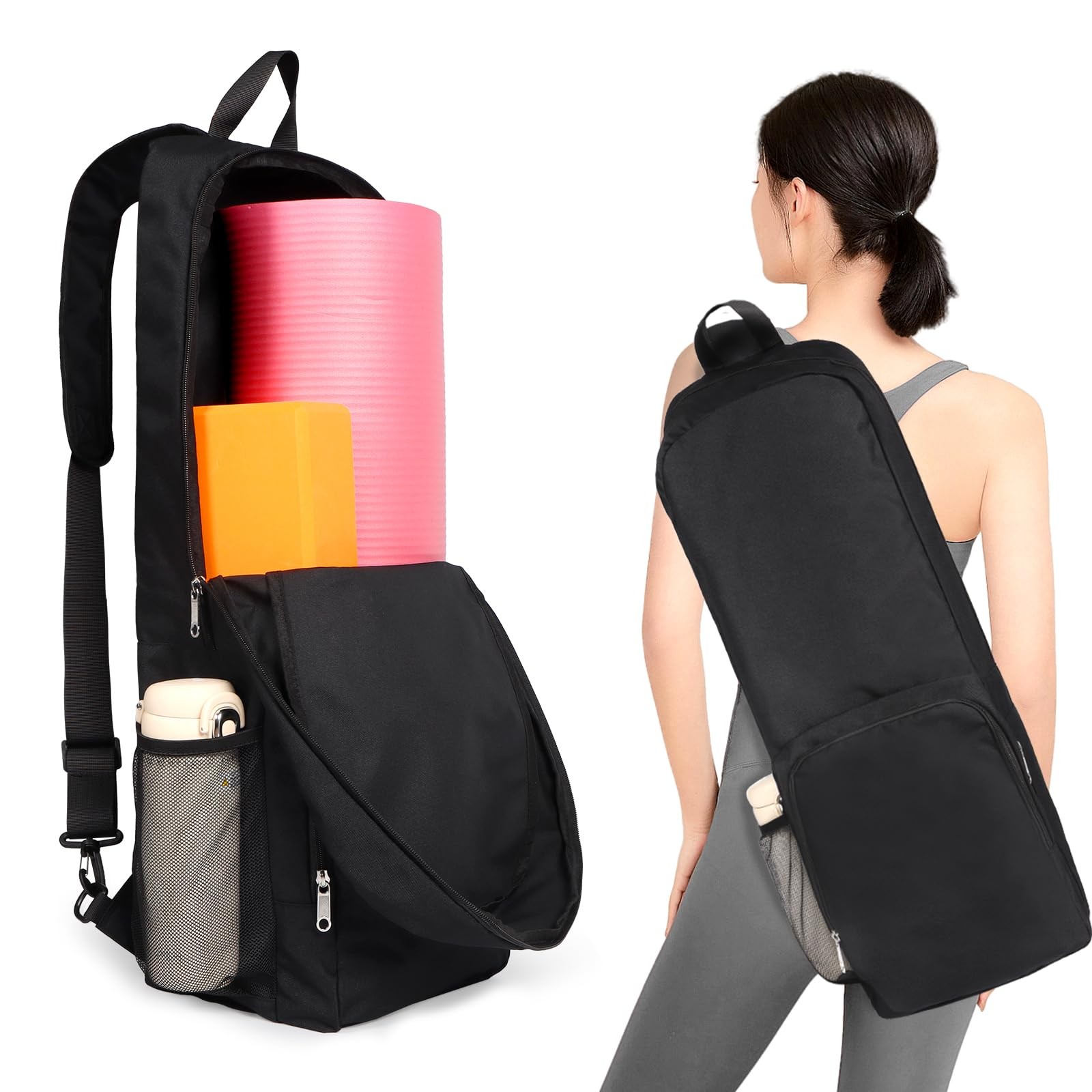 Yoga Mat Bag Carrier Side Mesh Zipper Pocket Exterior Wet Compartment Lightweigh