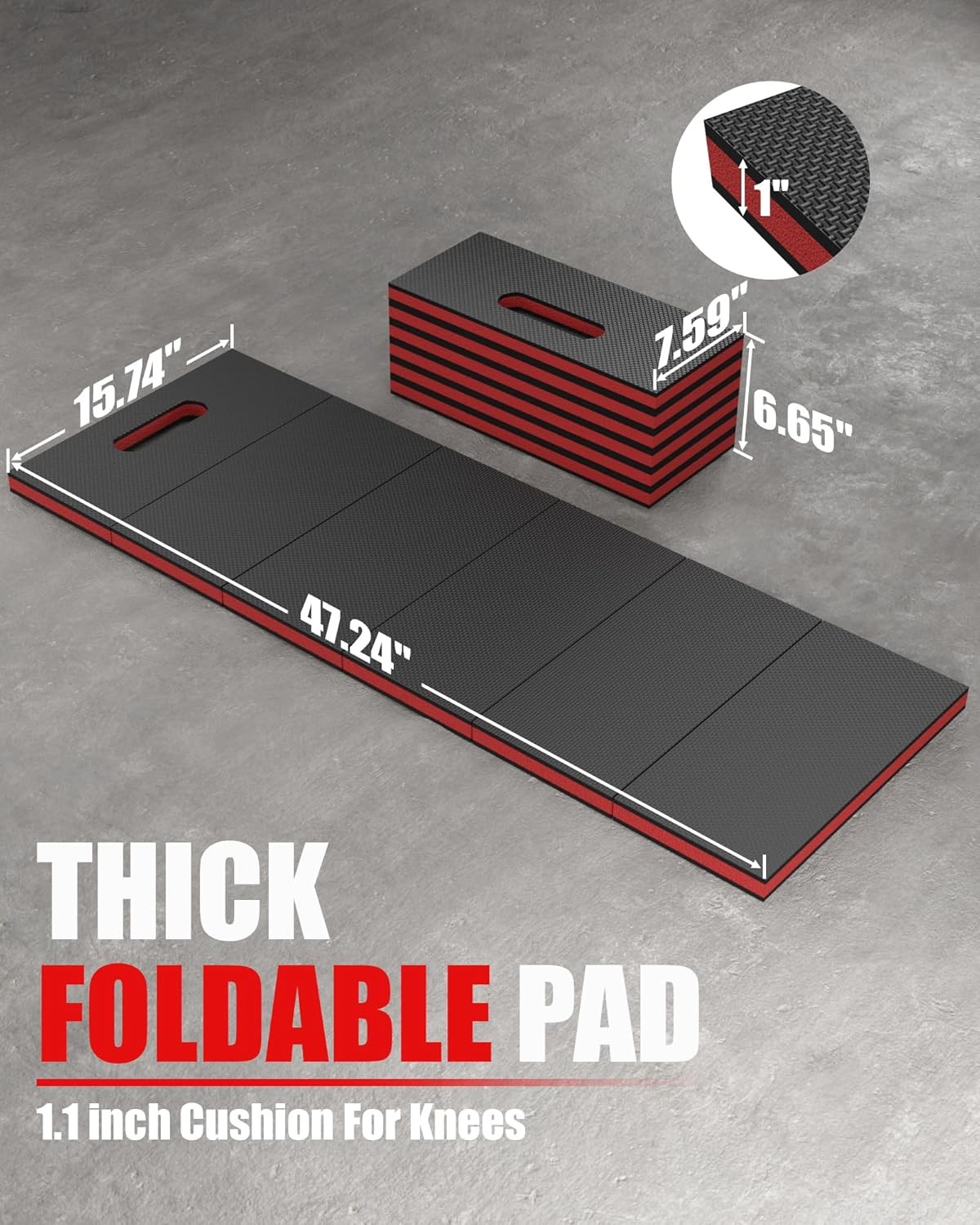 Foldable EVA Utility Mat with Handle, Heavy Duty Mechanic Mat for Kneeling,